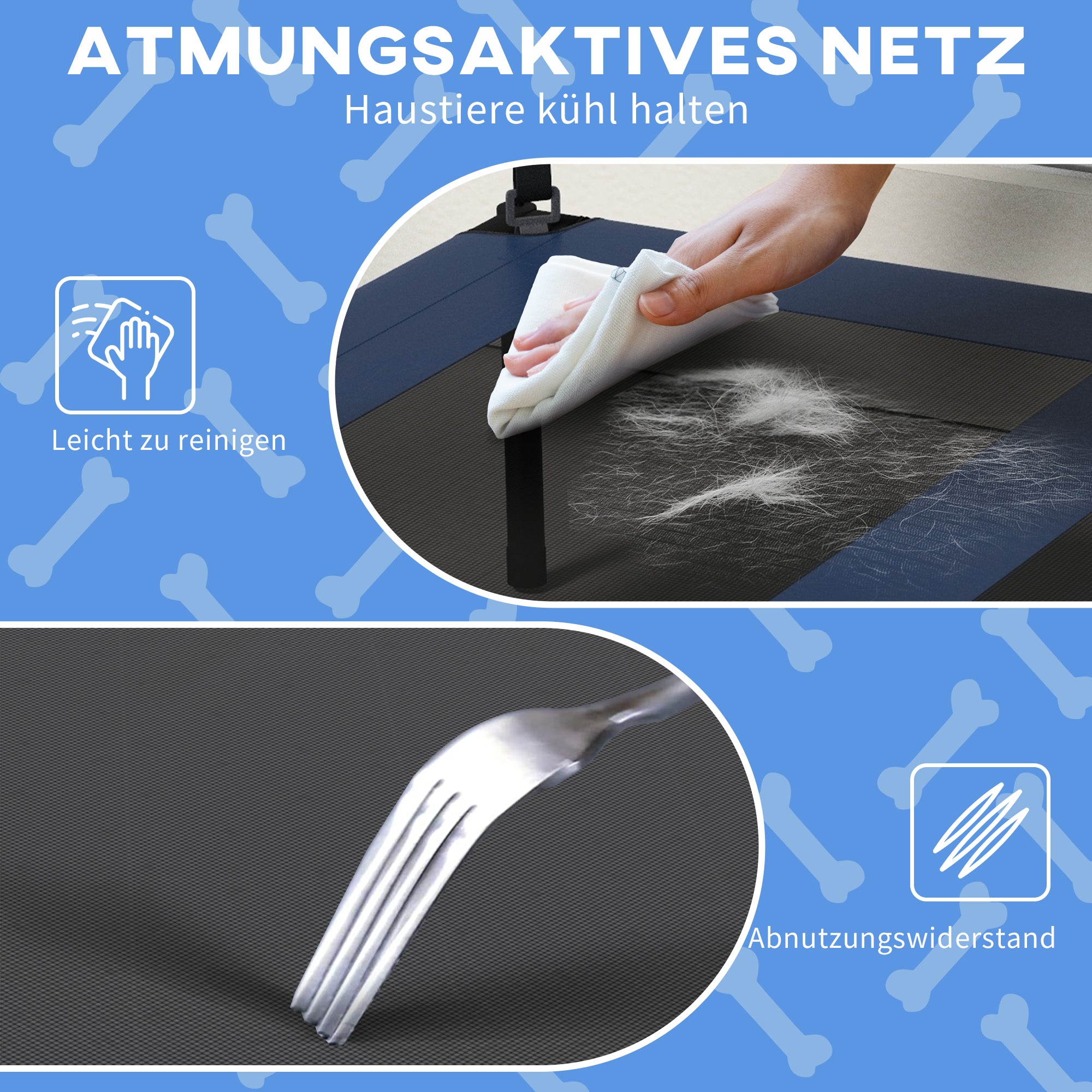 PawHut Hundebett mit Dach, atmungsaktiv, wasserabweisend, bis 30 kg, 91 x 76 x 89 cm, Dunkelblau