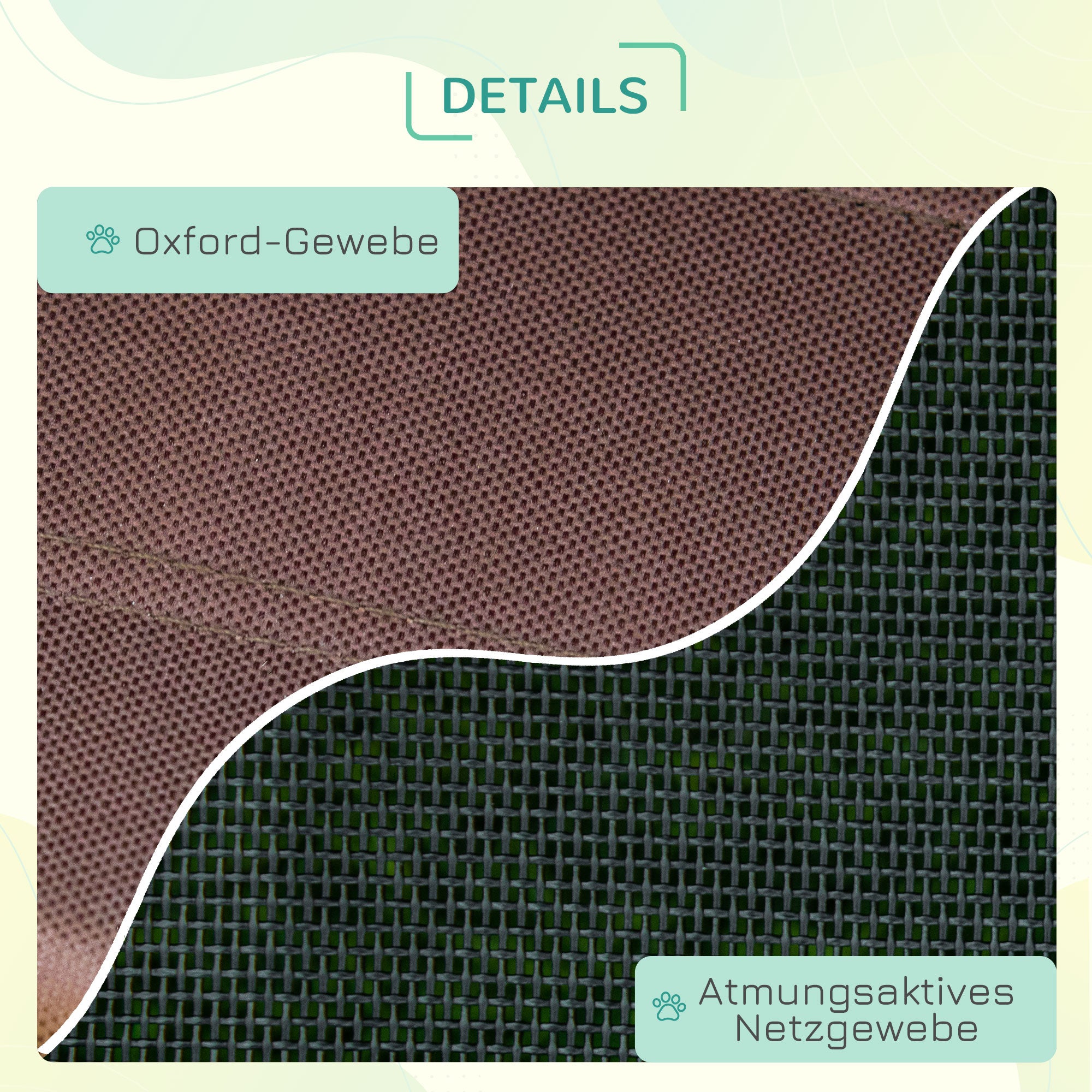 PawHut Erhöhtes Hundebett mit Baldachin, Haustierbett, Hundeliege outdoor mit Dach, Atmungsaktiv, Taftstoff für Camping Kaffee 76 x 61 x 73 cm