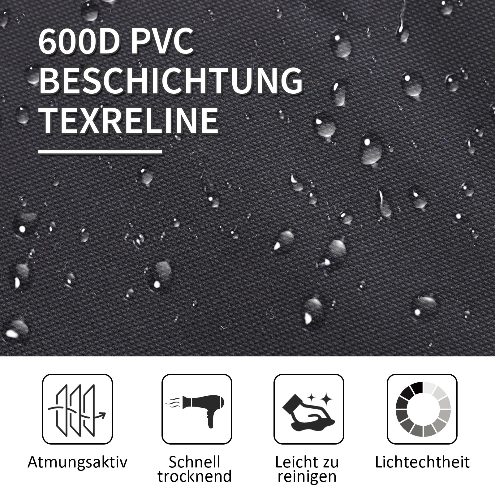 Outsunny Feldbett, Campingbett, klappbar, wetterbeständig, ink. Tragetasche, 190 x 68 x 52 cm, Schwarz