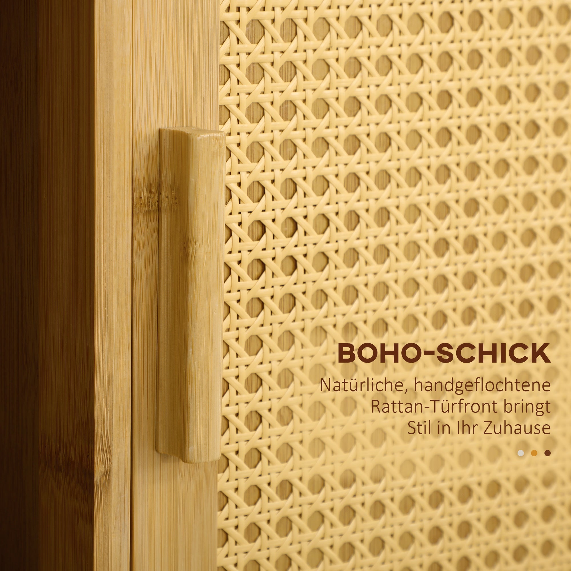 HOMCOM Küchenwagen aus Bambus, Mehrzweckwagen, Sevierwagen, 2 Schubladen, 1 Schrank, 2 Regale, Natur