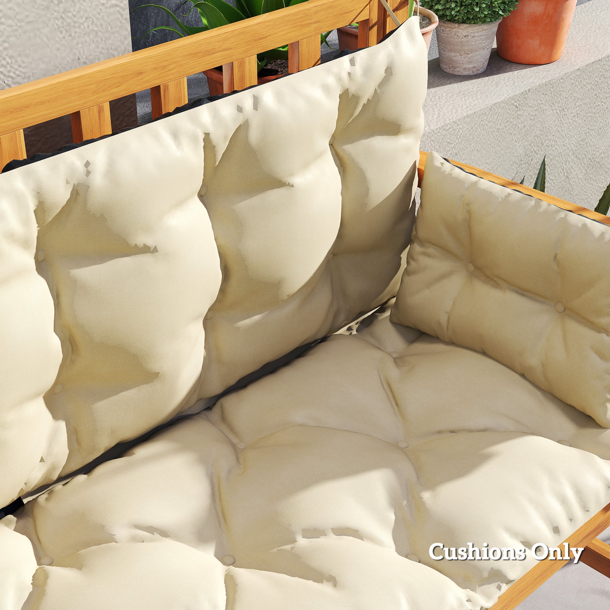 Outsunny Outdoor-Kissen-Set für Bank oder Hollywoodschaukel, zweifarbig, Polyester, Schaumstoff, 180 x 110 x 8 cm, Beige+Schwarz