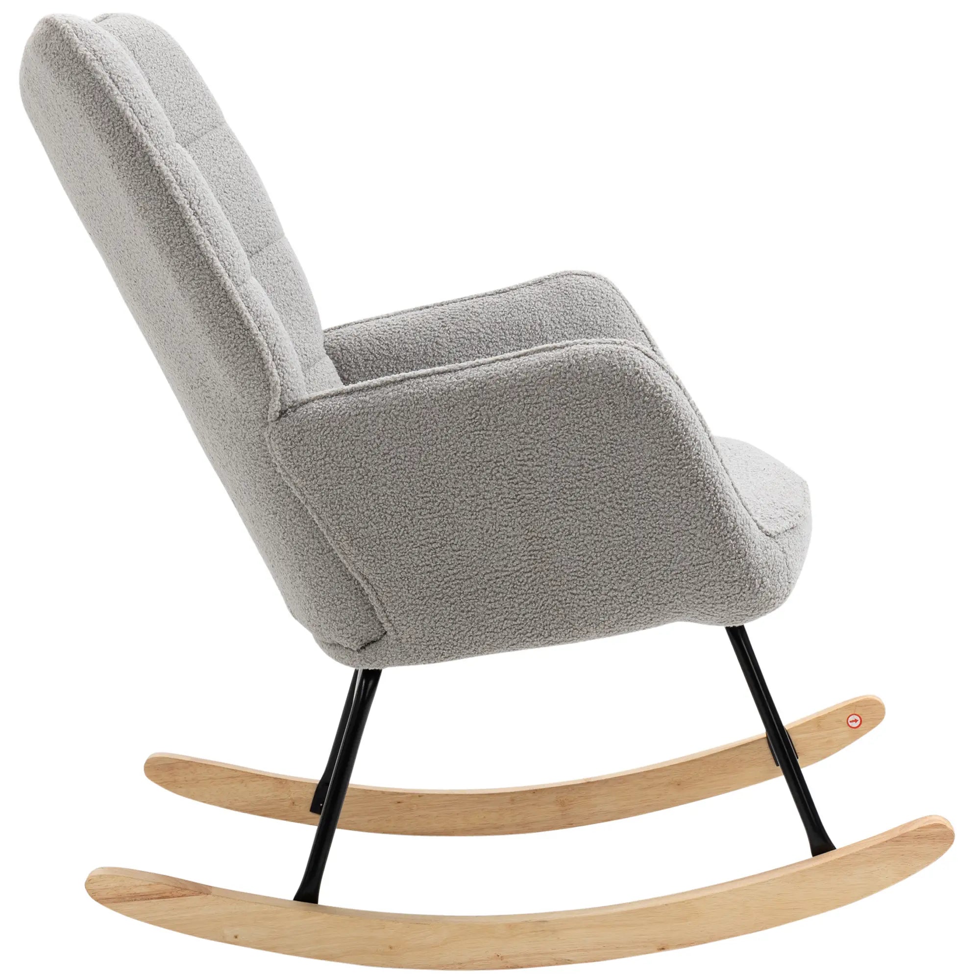 HOMCOM Schaukelstuhl im Retro-Design, Massivholz, Schwingsessel, 71 cm x 92 cm x 101 cm, Hellgrau