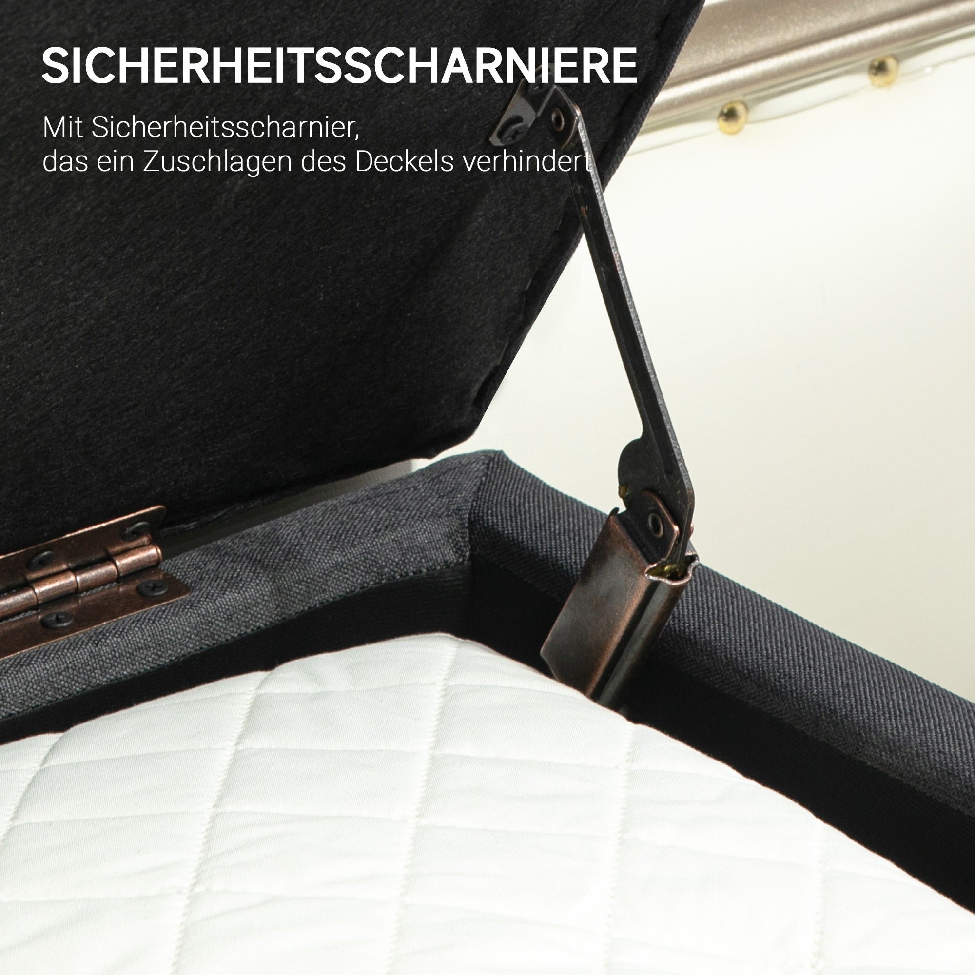 HOMCOM Polsterbank mit Stauraum, Bettbank in Leinenoptik, Kautschukholz, 110 x 39 x 45 cm, Dunkelgrau