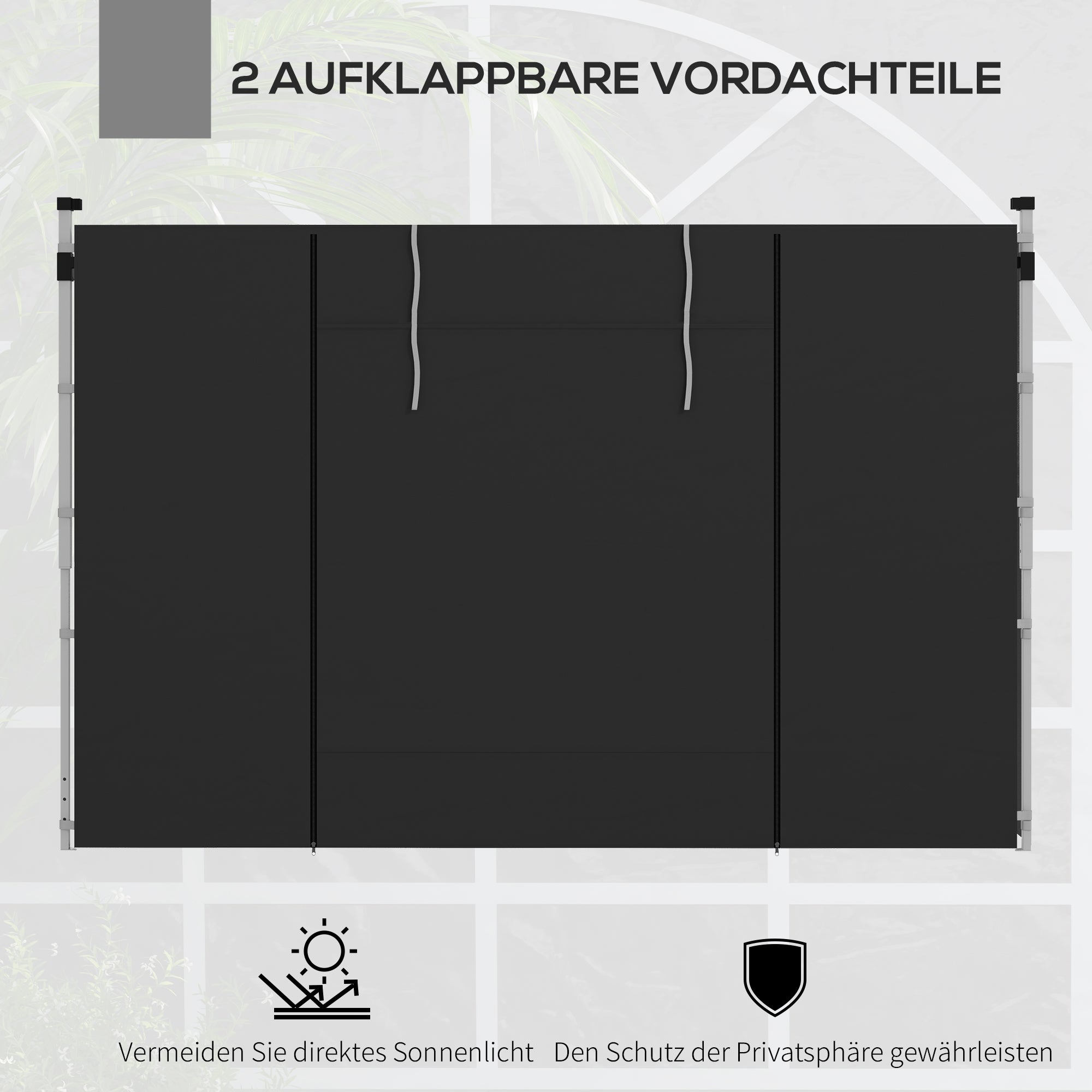 Outsunny Seitenwände für 3 x 3/ 3 x 6 m Pavillon, Seitenplanen mit Fenster, Tür, Ersatzwände für Partyzelt, Oxfordstoff, Schwarz