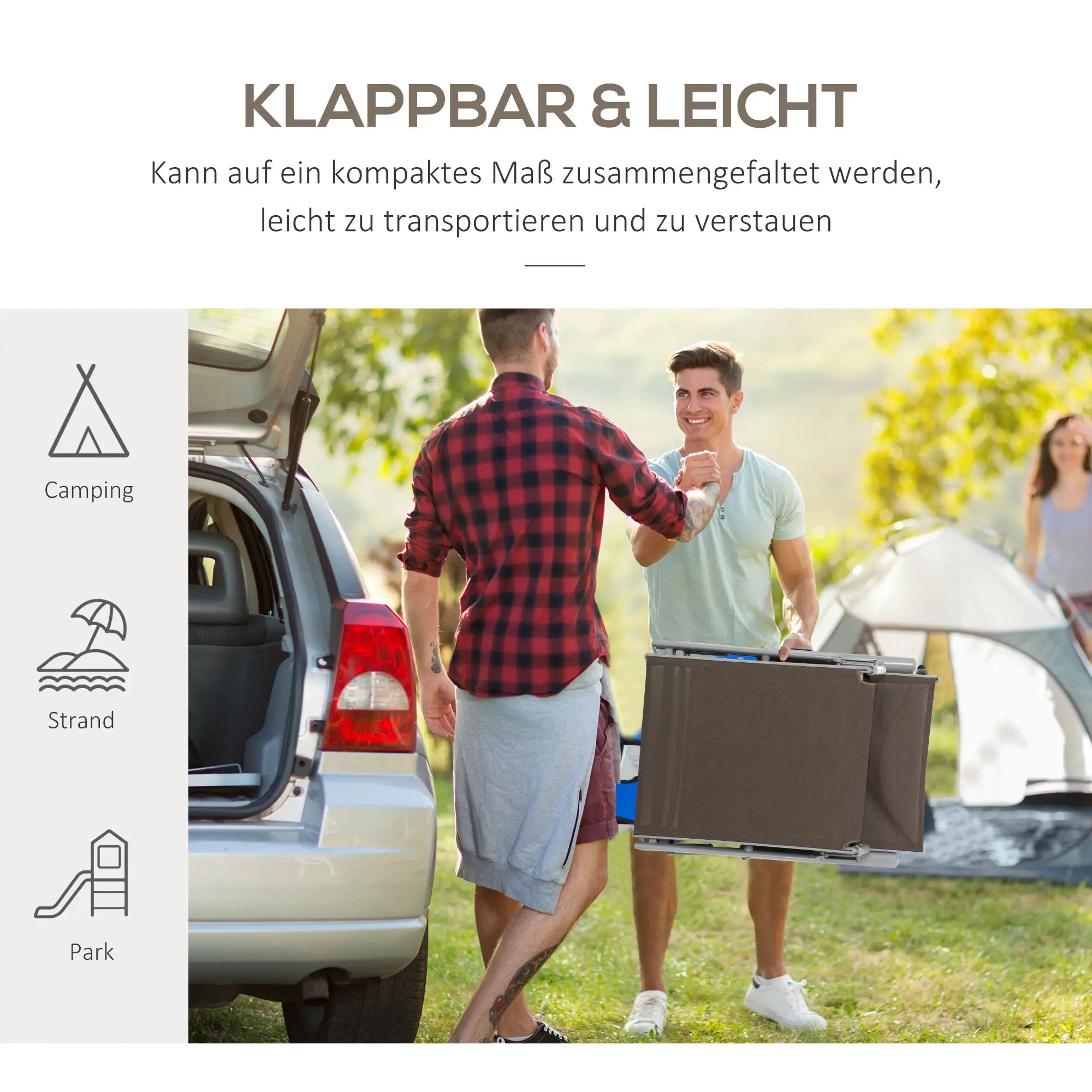 Outsunny Sonnenliege klappbar 7-fach verstellbar mit Kissen