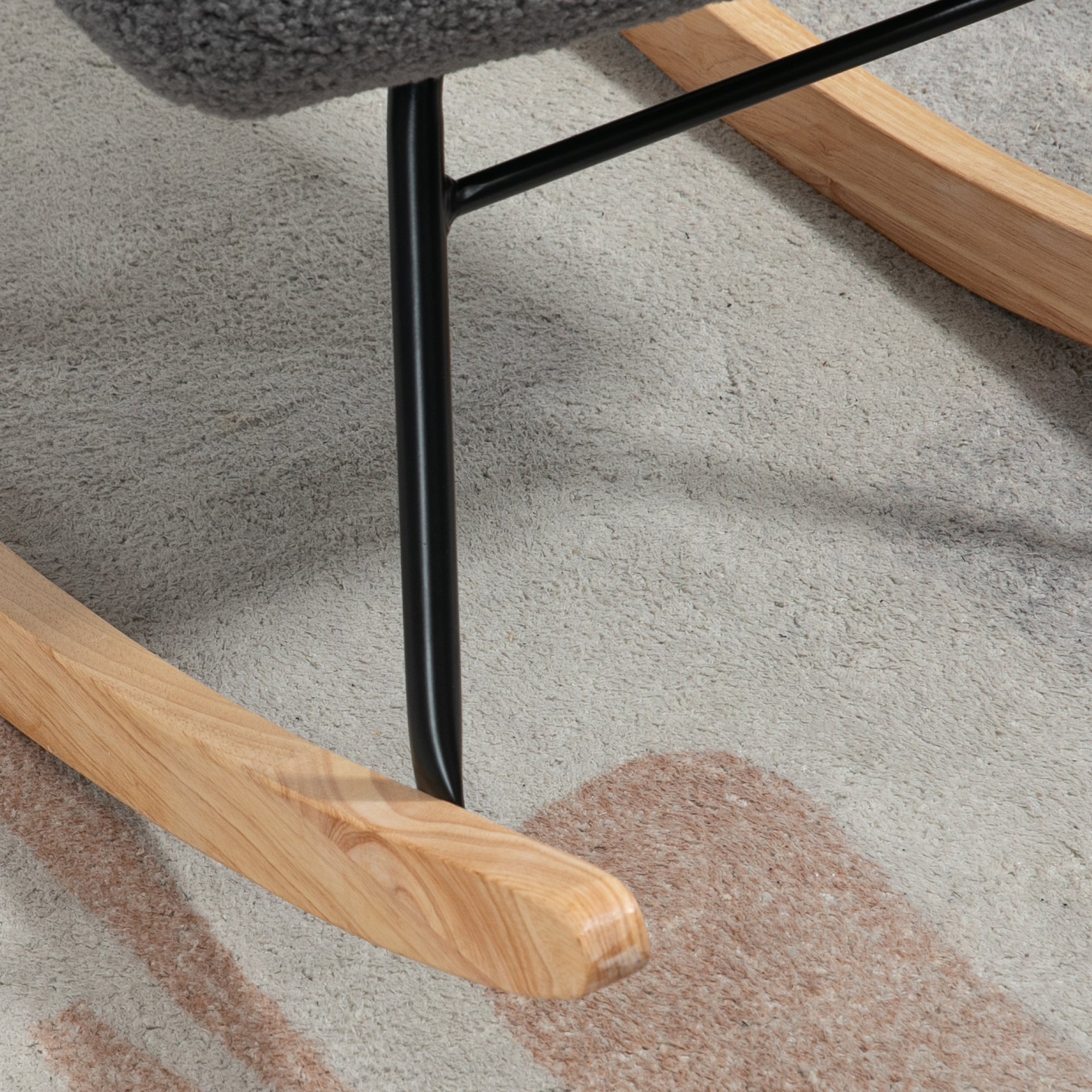 HOMCOM Schaukelstuhl im Retro-Design, Massivholz, Sessel, Relaxsessel, 98 cm x 71 cm x 101 cm, Dunkelgrau