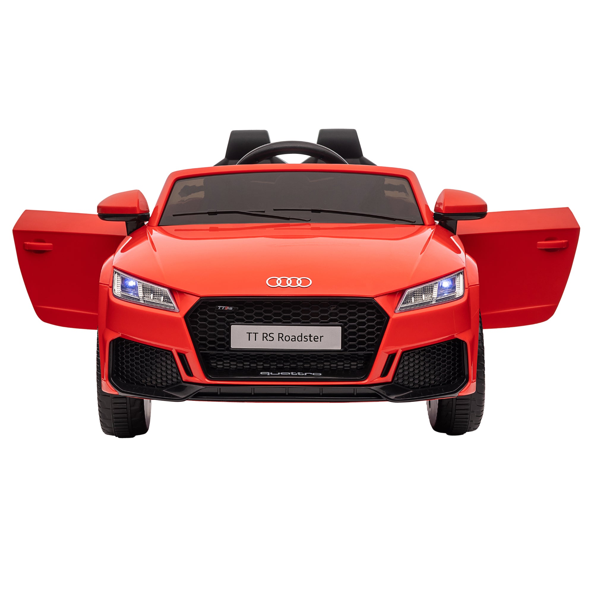 HOMCOM Audi Kinder Elektroauto 12V mit 2,4G Fernbedienung, Musik, Hupe, Elektrofahrzeug mit LED-Leuchte, USB/MP3-Anschluss, Rückwärtsfunktion, für Kinder 3-5 Jahre, Rot