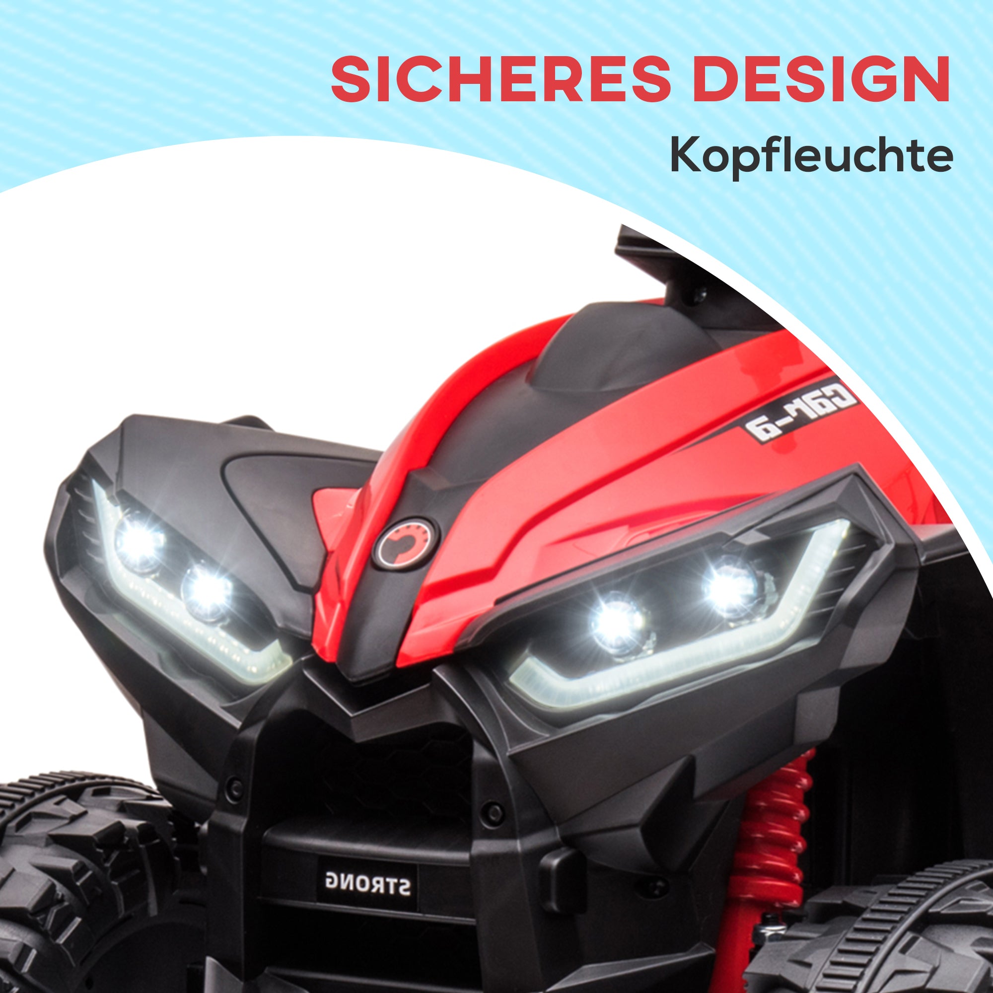 HOMCOM Elektro-Kinderquad, LED-Scheinwerfer, MP3-Player, Stoßdämpfer, ergonomischer Sitz, Rot+Schwarz