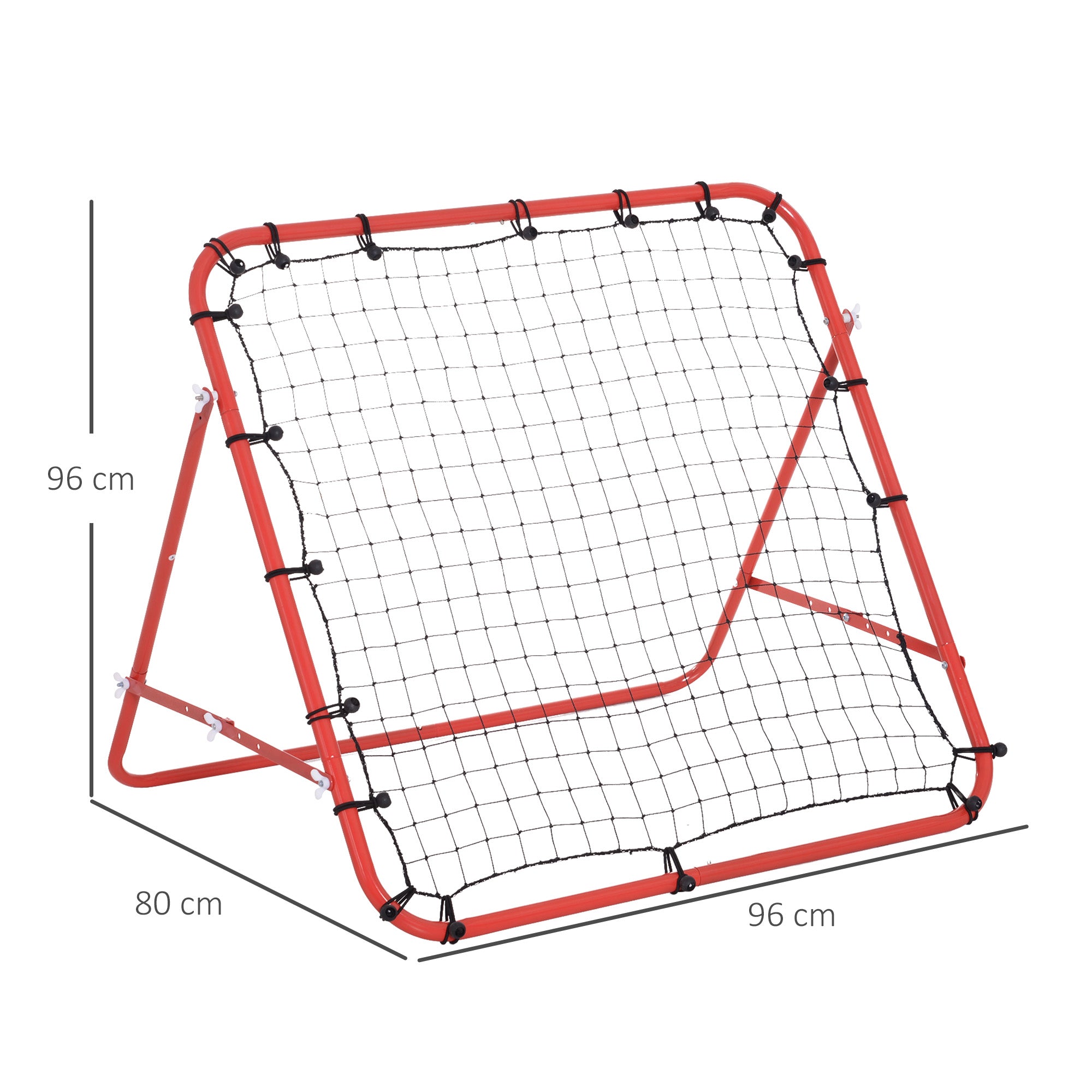 HOMCOM Rebounder für Fußball, Prellwand Rebound Netz, Metallrohr mit PE-Gewebe, Kickback Rückprallwand für Baseball Basketball, Fußballtor für Jugendliche Training 96x80x96cm, Rot