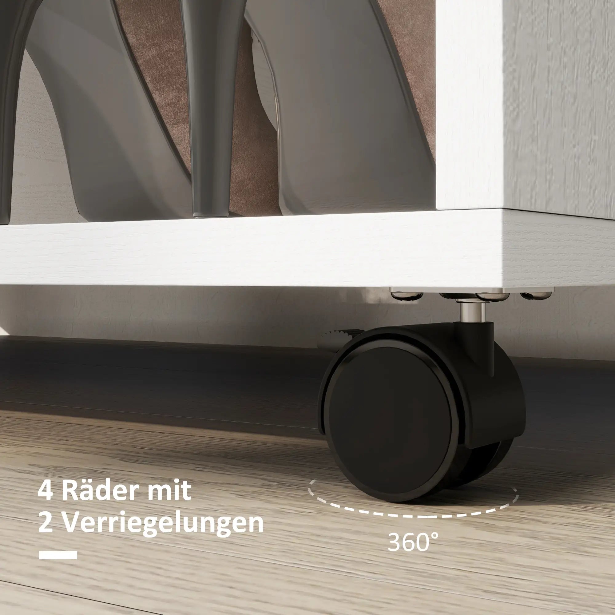 HOMCOM Kleiderschrank auf Rollen, mobile Garderobe, Garderobenschrank, Rollbarer Kleiderständer, 80 x 40 x 128 cm, Weiß