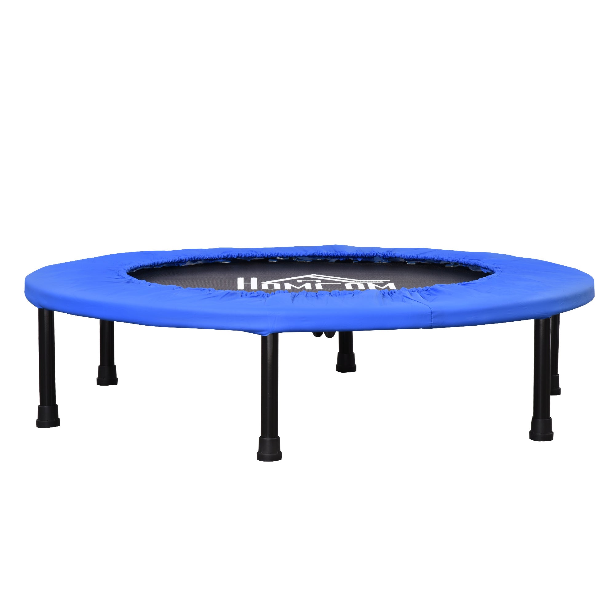 HOMCOM itness Trampolin Ø91 cm Mini Trampoline mit rutschfesten Füßen 100kg Belastbar Ø91 x 22,5H cm Schwarz+Blau