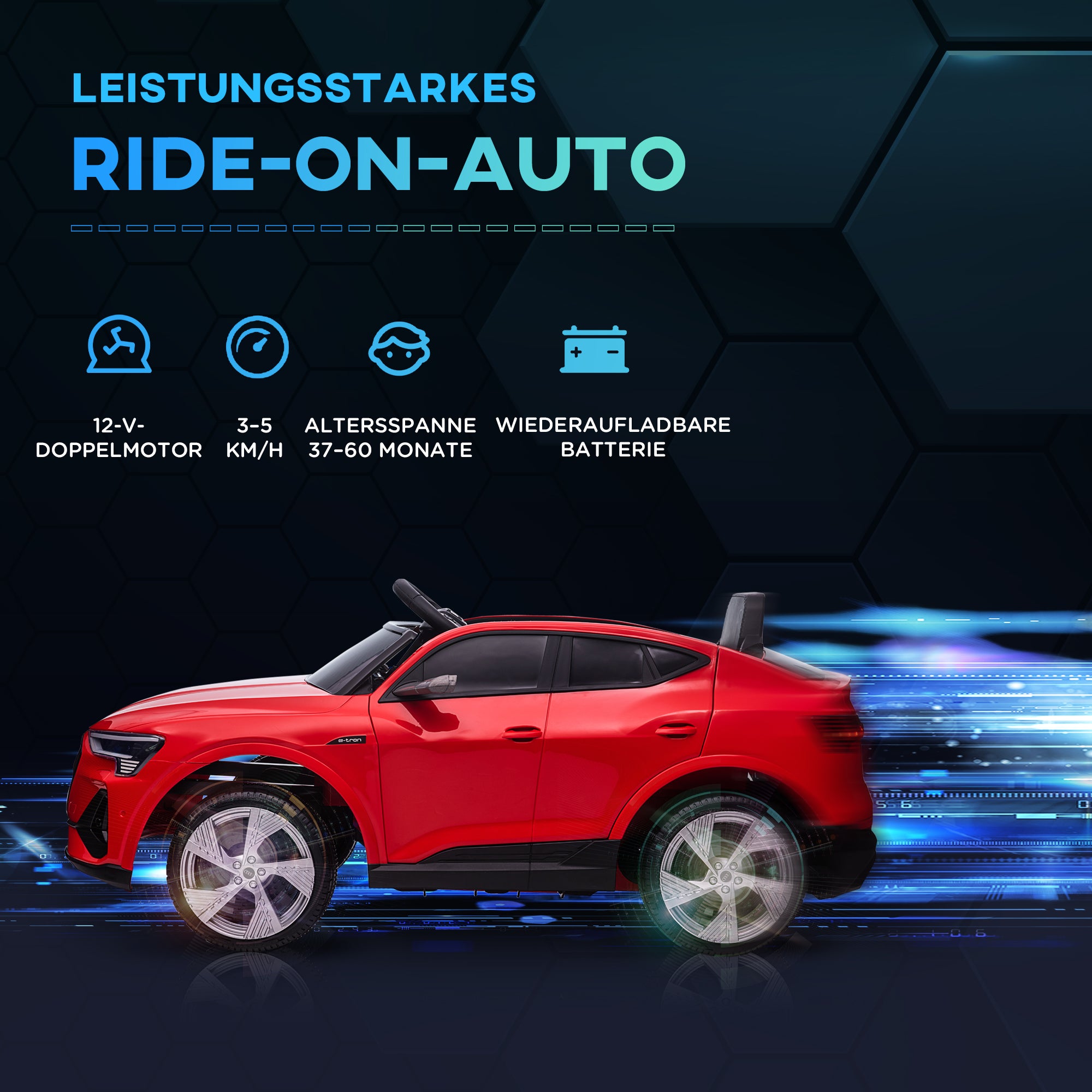 HOMCOM Kinder-Elektroauto, bis 5 km/h, mit Sicherheitsgurt, Fernbedienung, Scheinwerfern, Musikfunktion, rot