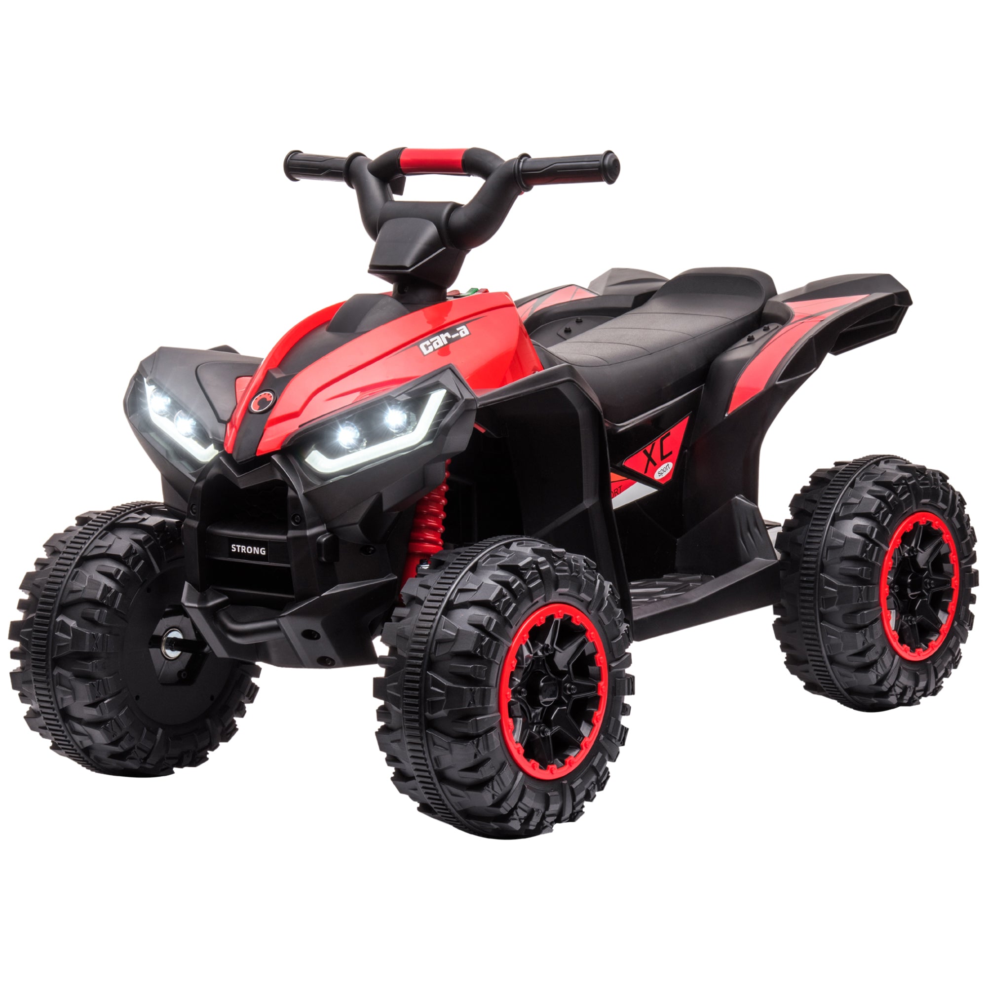HOMCOM Elektro-Kinderquad, LED-Scheinwerfer, MP3-Player, Stoßdämpfer, ergonomischer Sitz, Rot+Schwarz