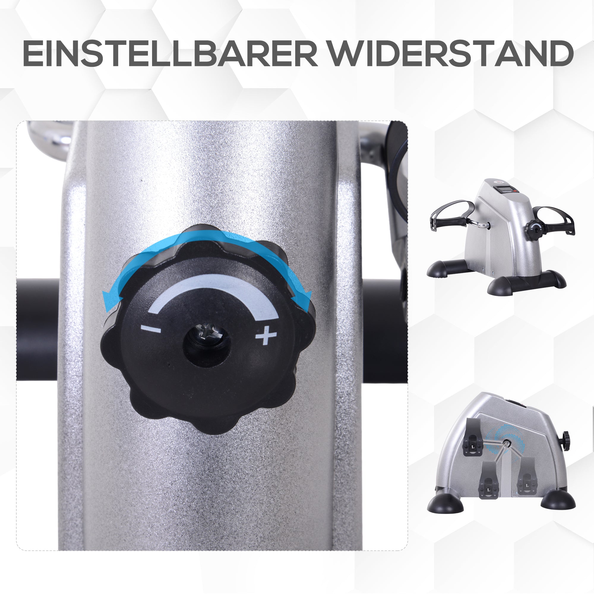 HOMCOM Mini Heimtrainer Fitnessbike Pedaltrainer mit LCD-Display verstellbarer Widerstand Arm und Beintrainer Hometrainer Fitnessgerät für Senioren Zuhause Heim Büro 35 x 40 x 31 cm Silber