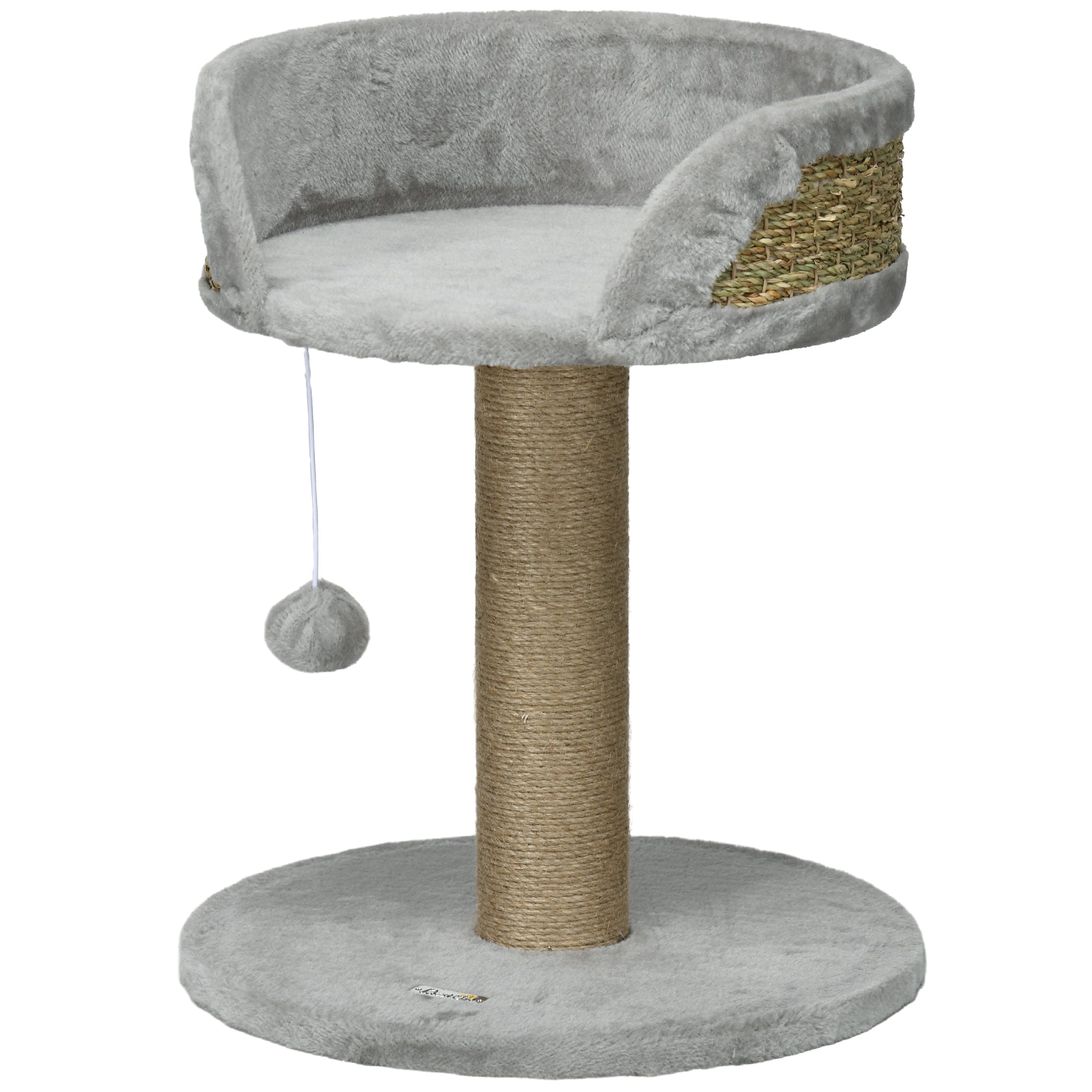 PawHut Kratzbaum Katzenbett Katzenkorb, inkl. Spielball, 40 cm x 40 cm x 49cm, Grau