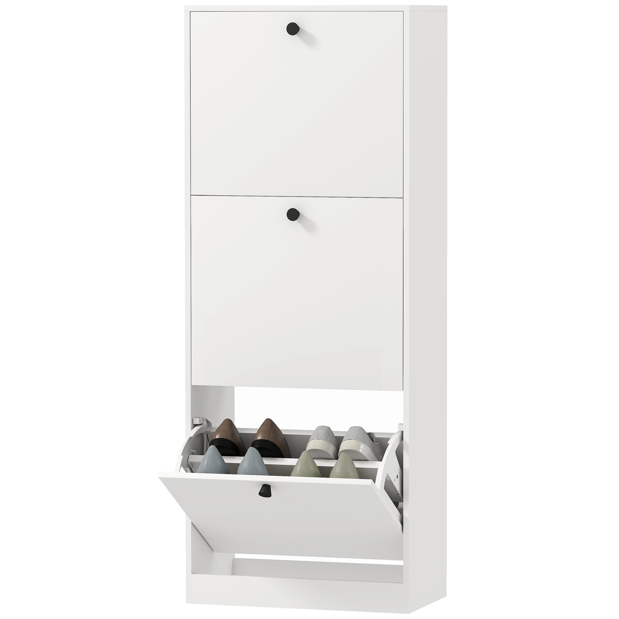 HOMCOM Schuhschrank, 3 Schubladen, für bis zu 12 Paar Schuhe, Spanplatte, Weiß