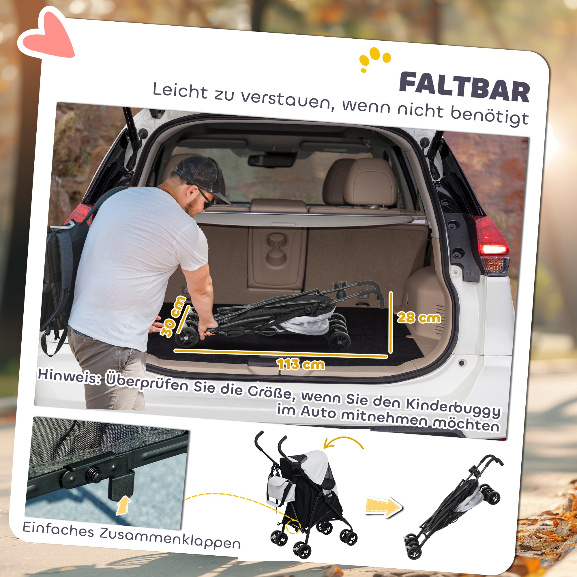 PawHut Haustierwagen, Sicherheitsleinen, Netzfenster, 76L x 44B x 103H cm, Hellgrau