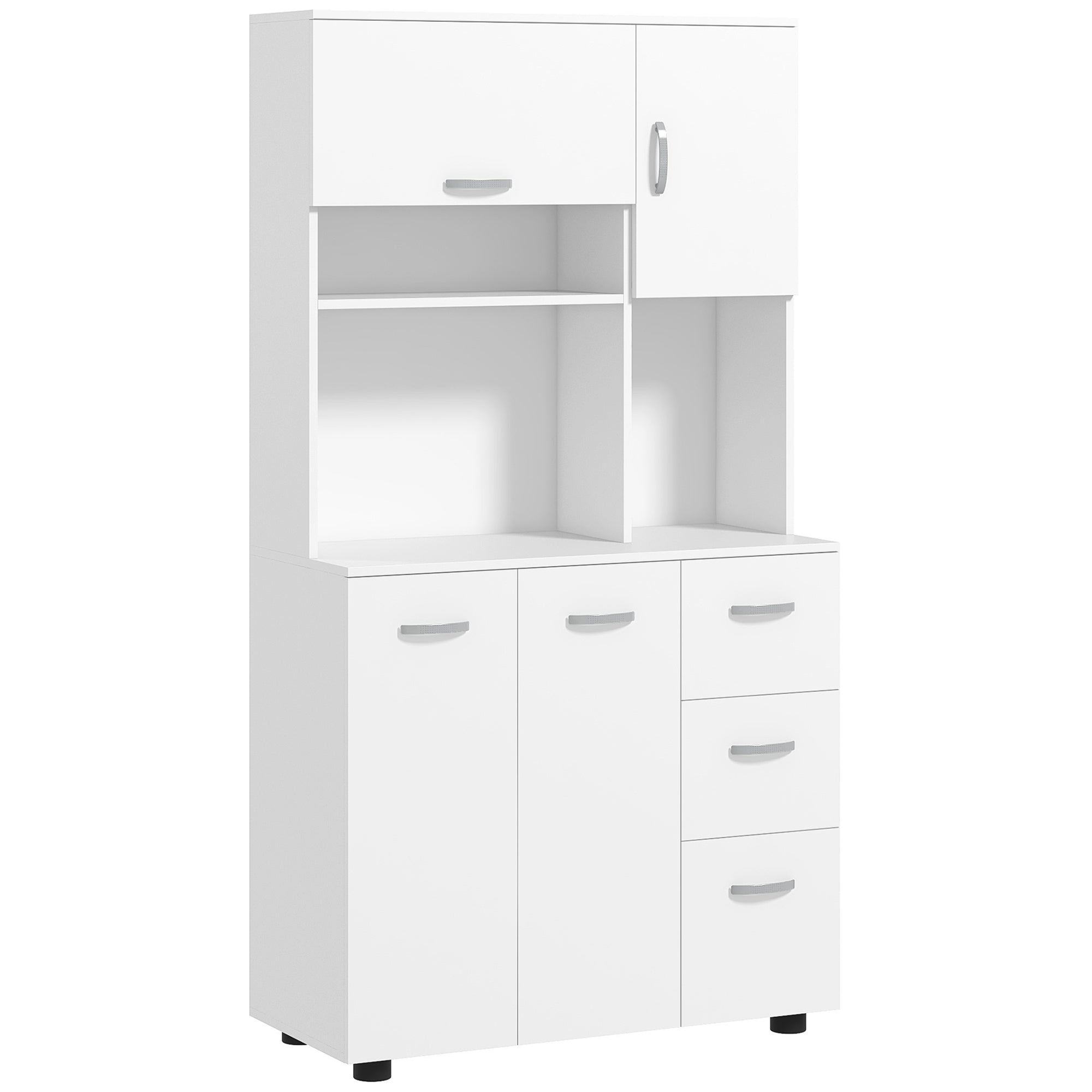 HOMCOM Küchenschrank, Buffet, 3 Schubladen, 3 Regale, viel Stauraum, 89x39,5x168cm, Weiß