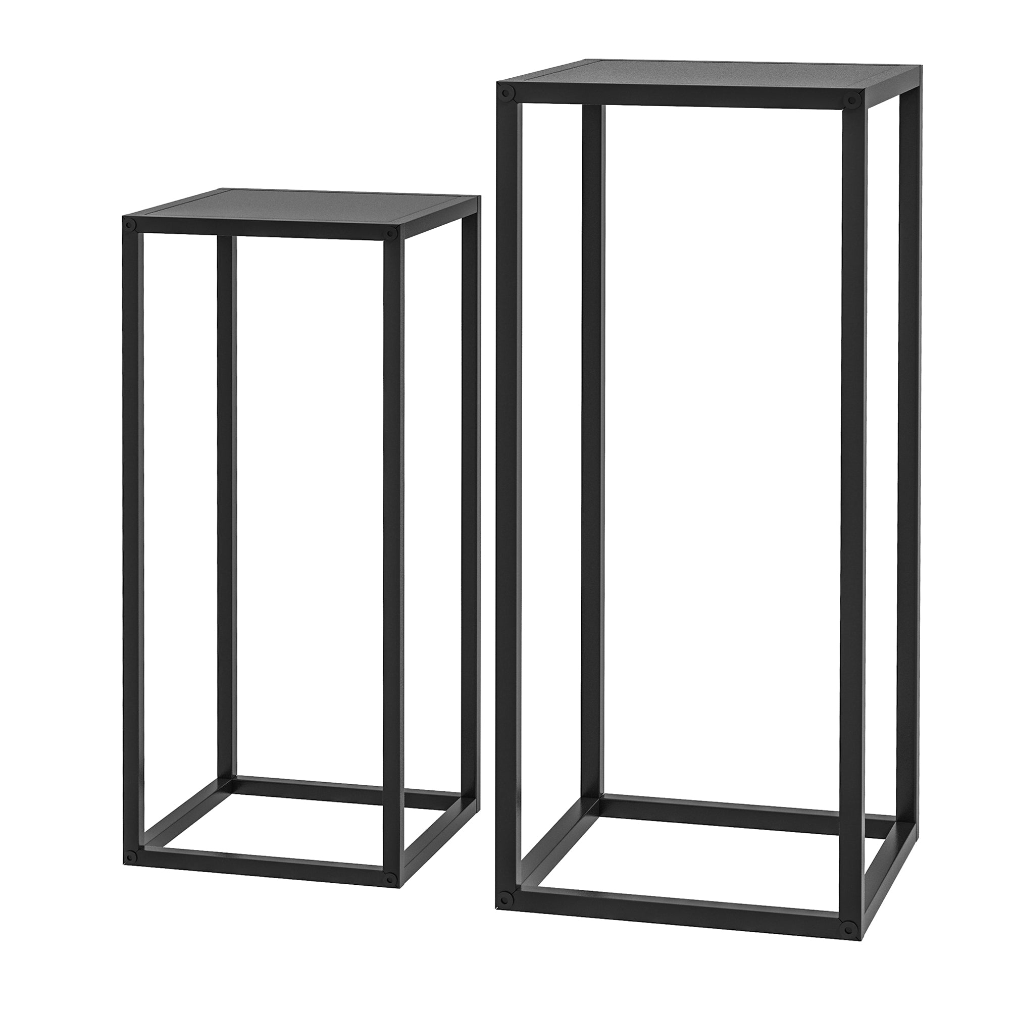 Outsunny Blumenständer, 2er-Set, Skandinavisches Design, Metallrahmen, 58,5/65cm Höhe, Schwarz