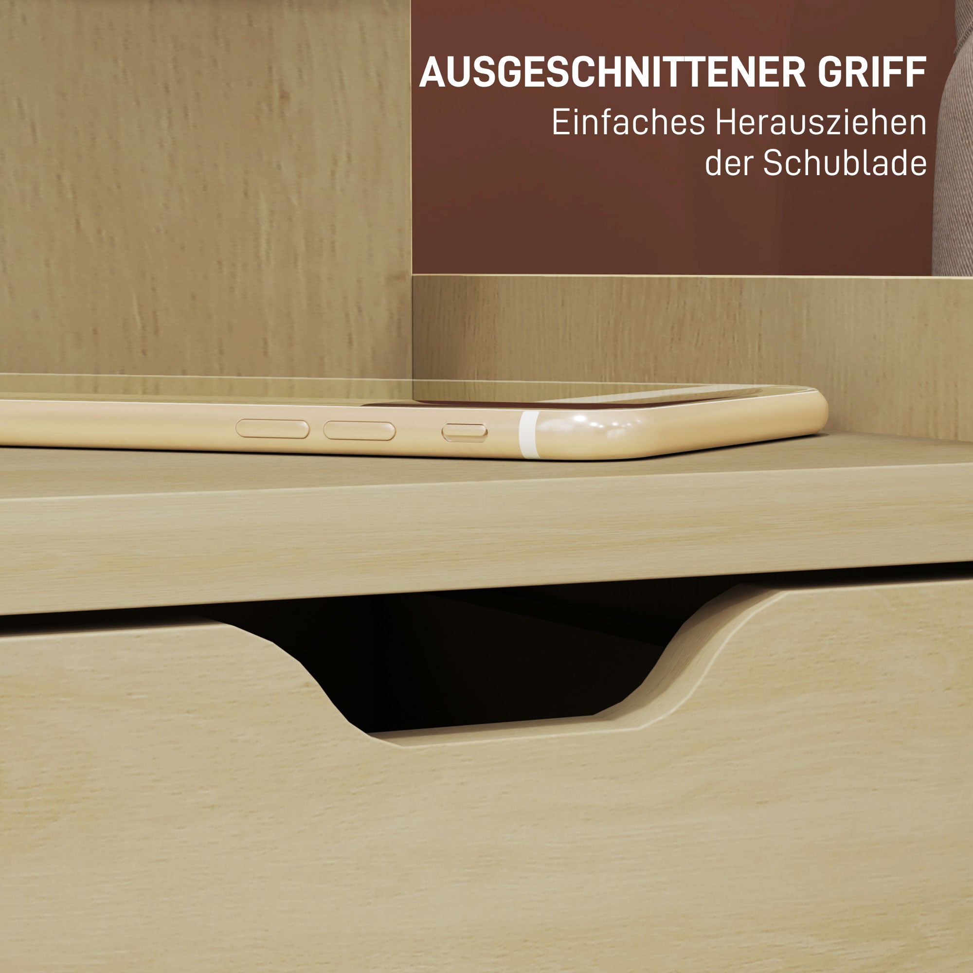 HOMCOM Nachttisch mit 2 Schubladen, offener Ablage, 40x30x60 cm, Holzdekor