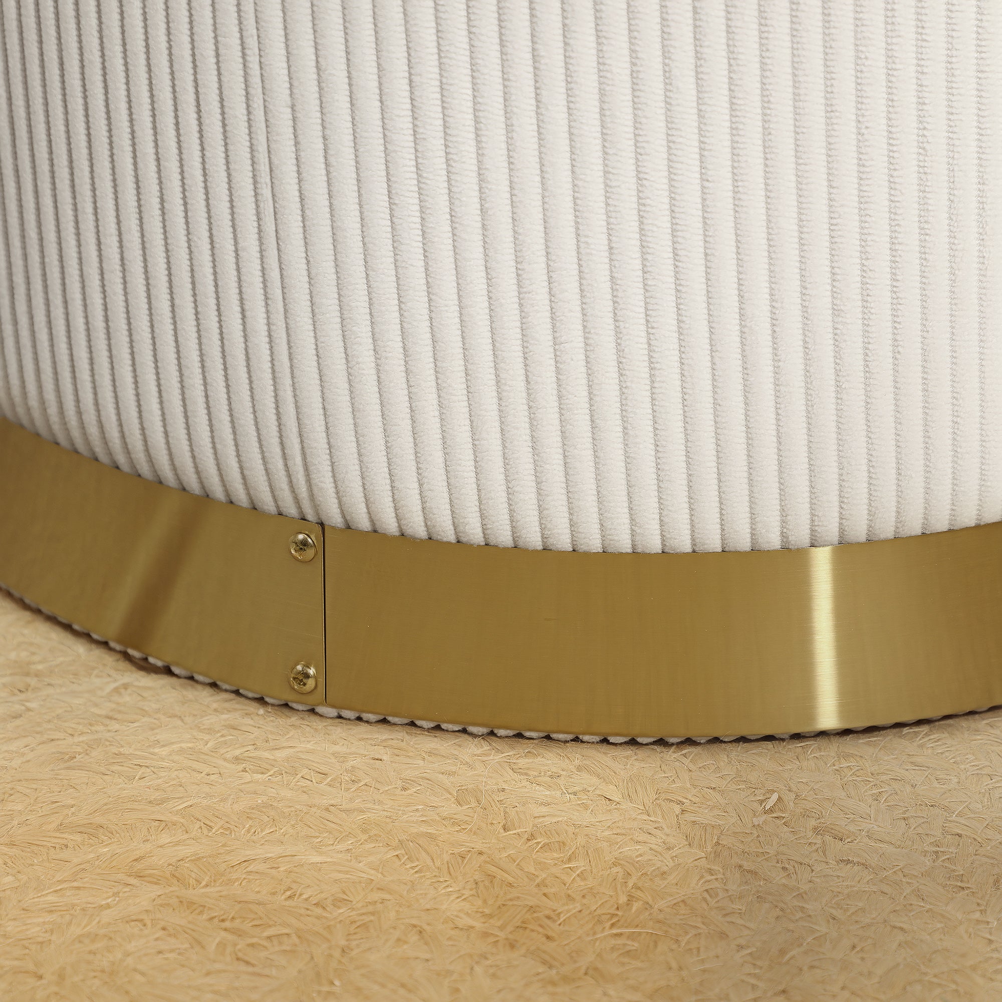 HOMCOM Sitzhocker mit Stauraum klappbare Hocker mit Deckel, Stahlboden, Runder Fußhocker 36 x 36 x 44 cm Cremeweiß