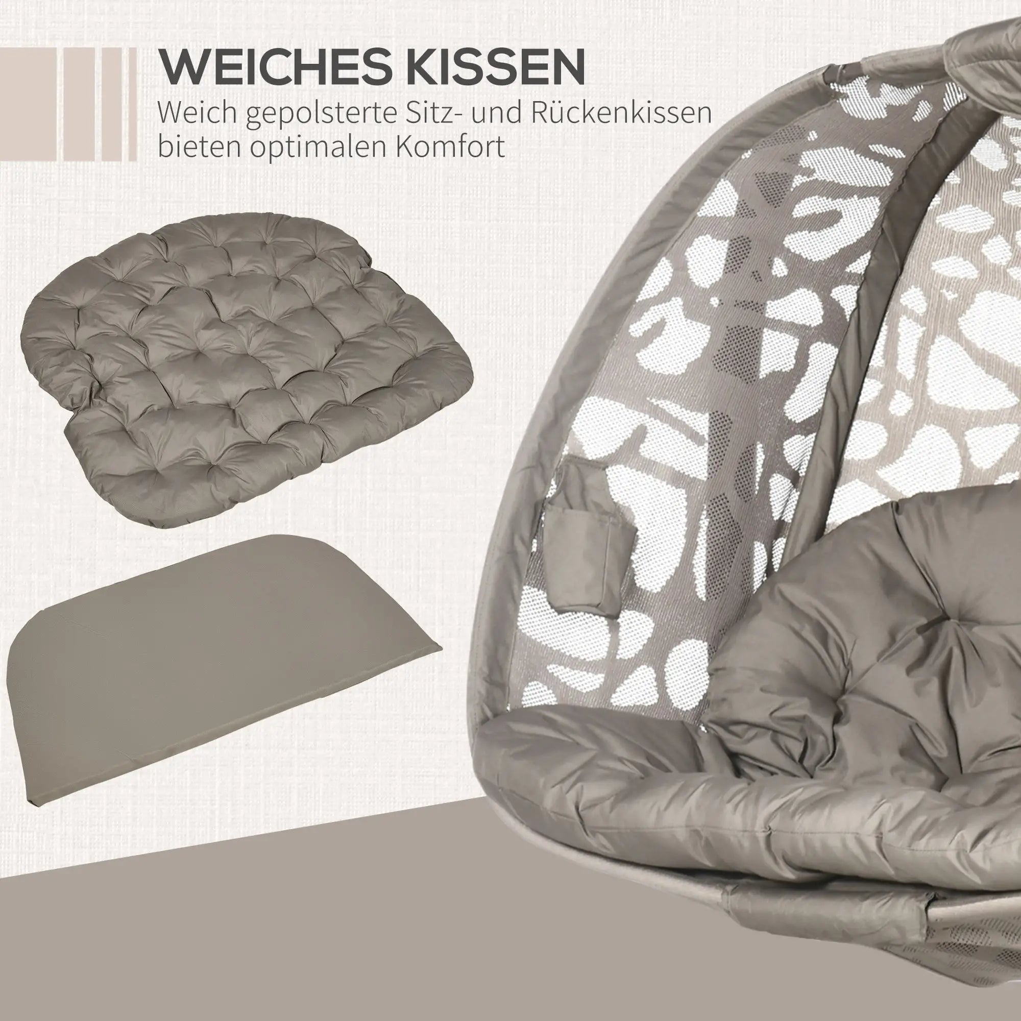 Outsunny Hängesessel 2-Sitzer klappbar mit Dach und Kissen Sand