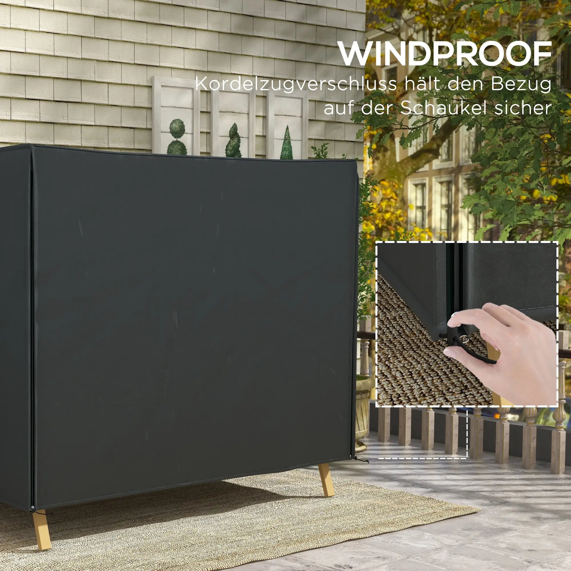 Wasserfeste Abdeckung für Hollywoodschaukel, Schwarz