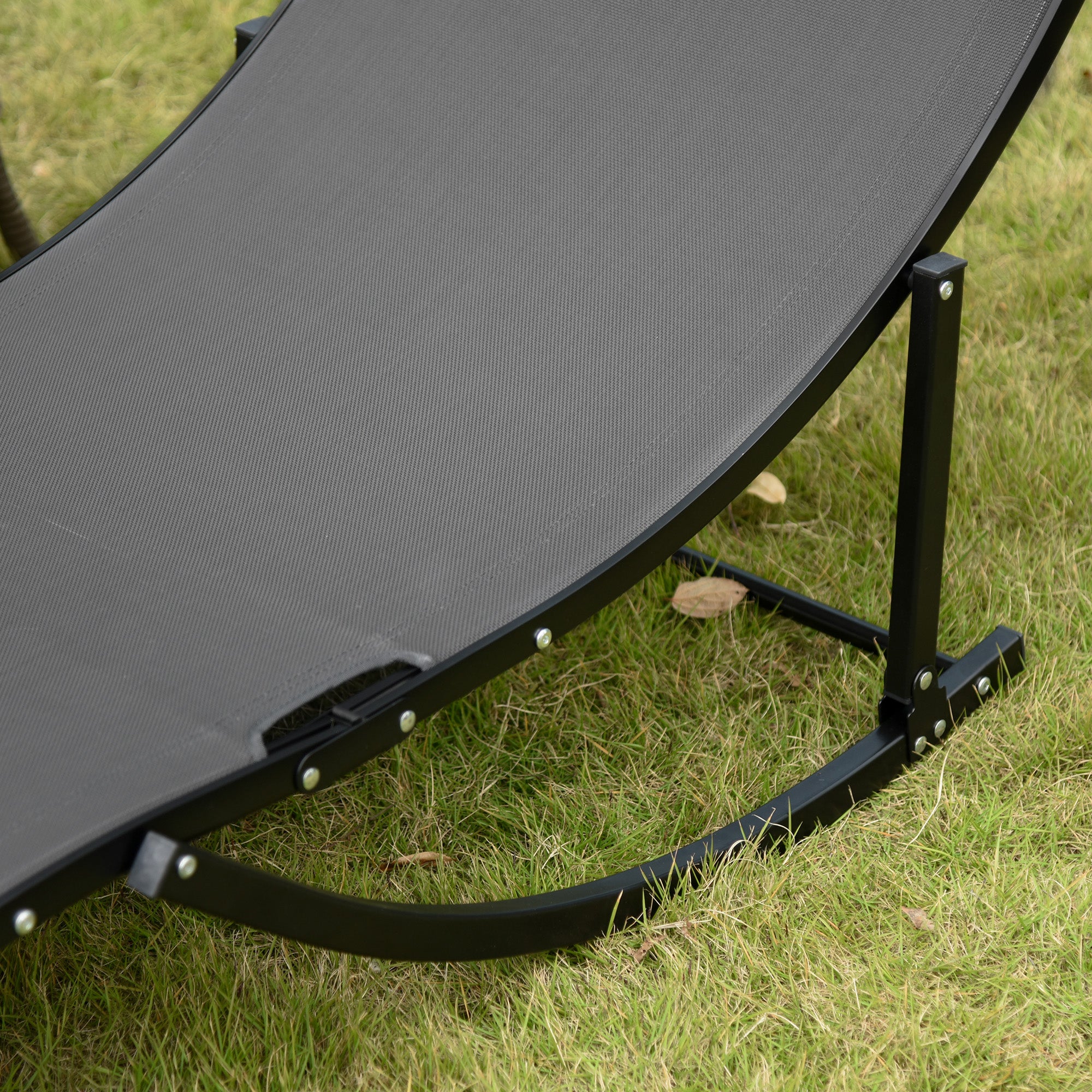 Outsunny 2er Set Sonnenliege Gartenliegen Stoffliege Relaxliege ergonomisch Aluminium Texteline Dunkelgrau 165 x 61 x 63 cm