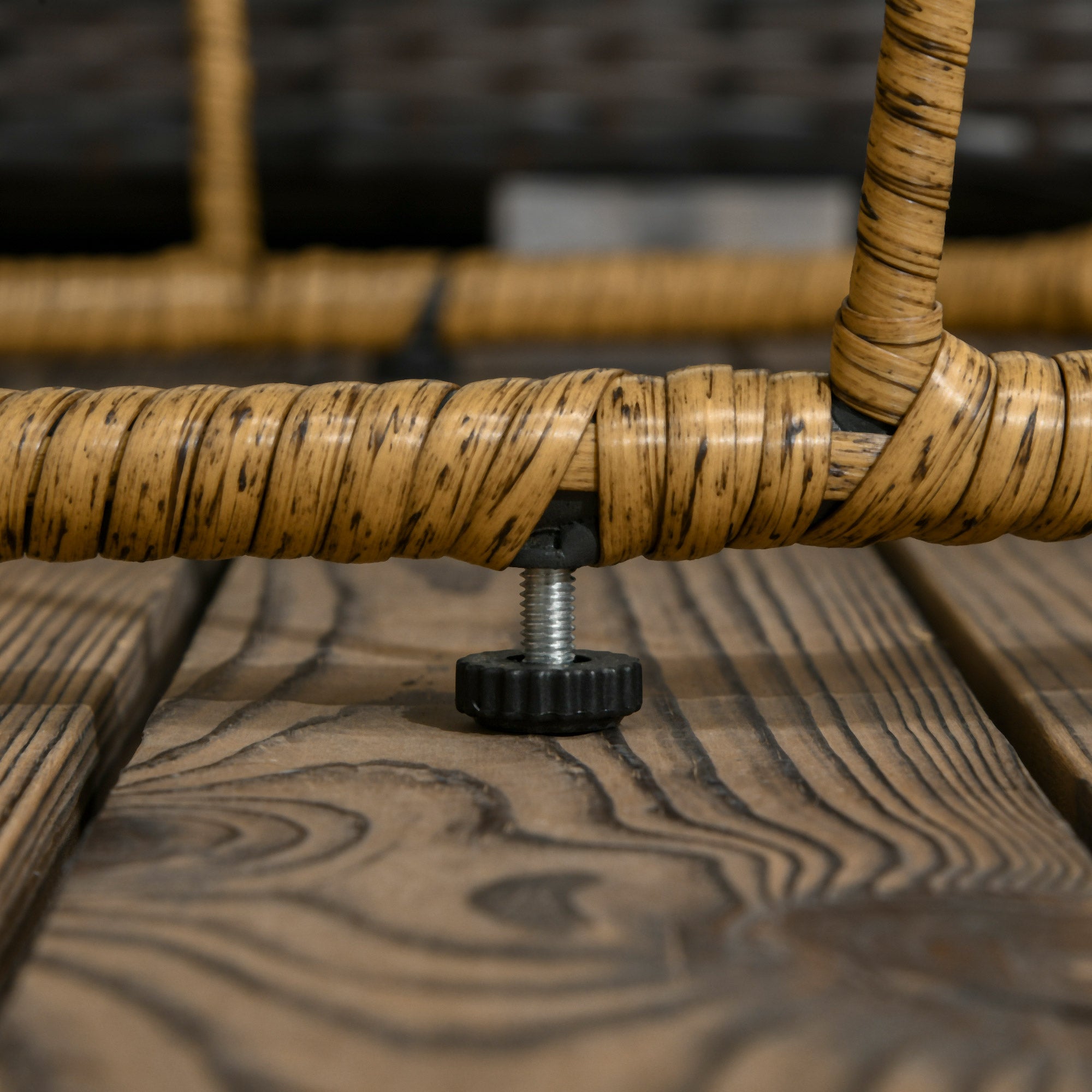 Outsunny 2er-Set Gartentische im Boho-Stil, wetterbeständig, stapelbar, 60 cm x 60 cm x 47 cm, Natur + dunkelgrau