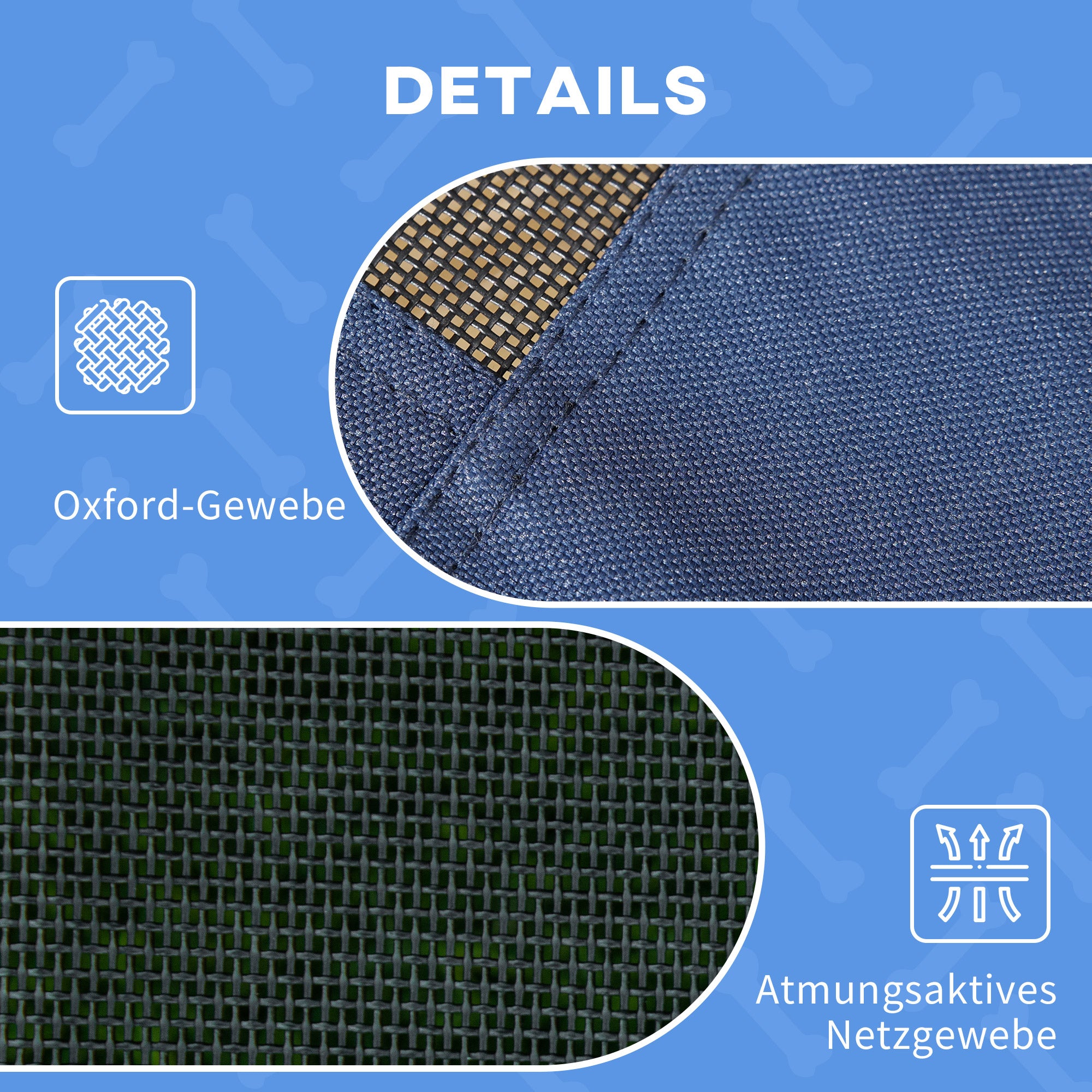 PawHut Hundebett mit Baldachin, Outdoor-Hundebett, klappbar, erhöhter Stand, Blau + Schwarz