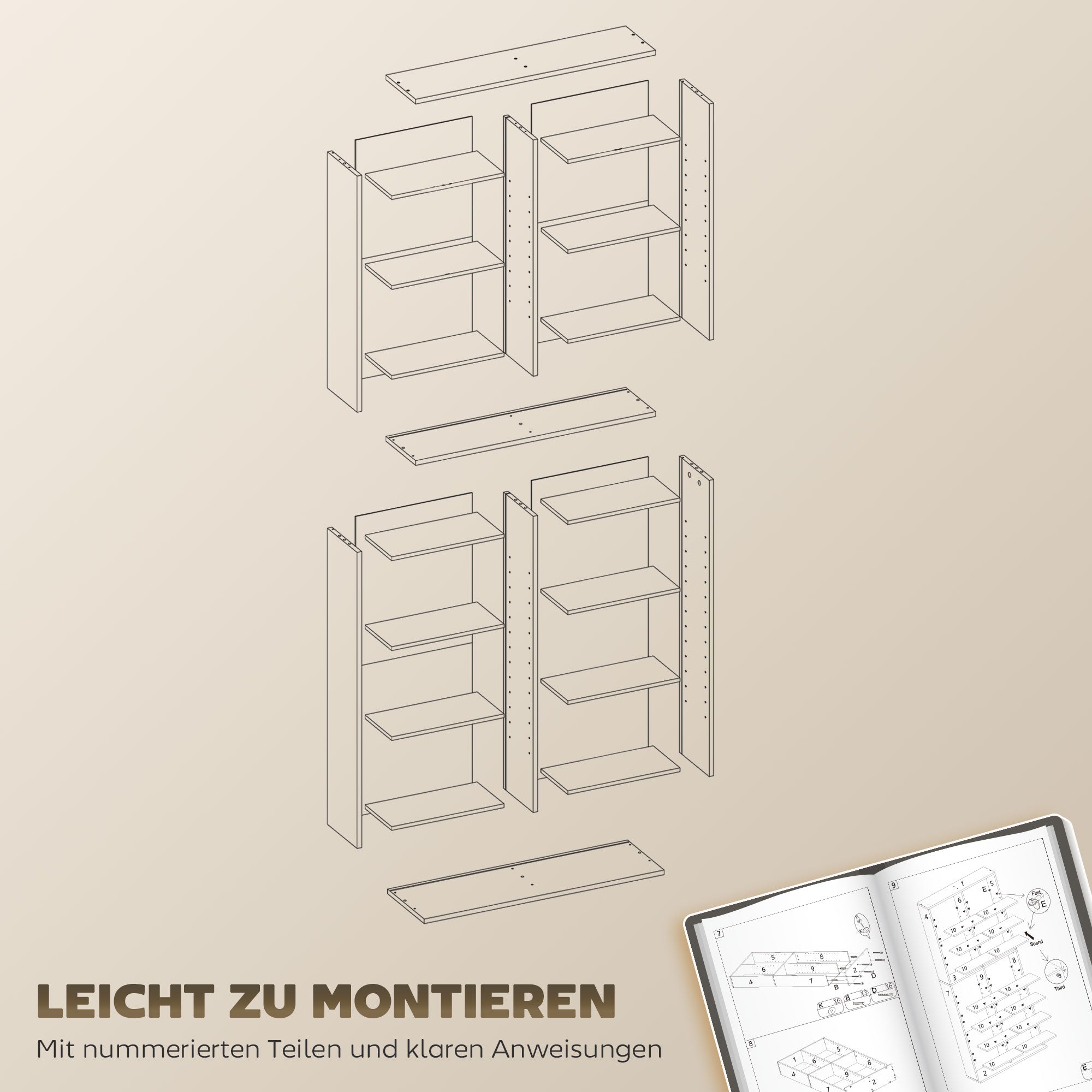 HOMCOM DVD-Regal, CD-Aufbewahrungsregal, 14 anpassbare Regale, 18 Fächer, 175 cm, Blu-ray-Regal, Spanplatte, Weiß