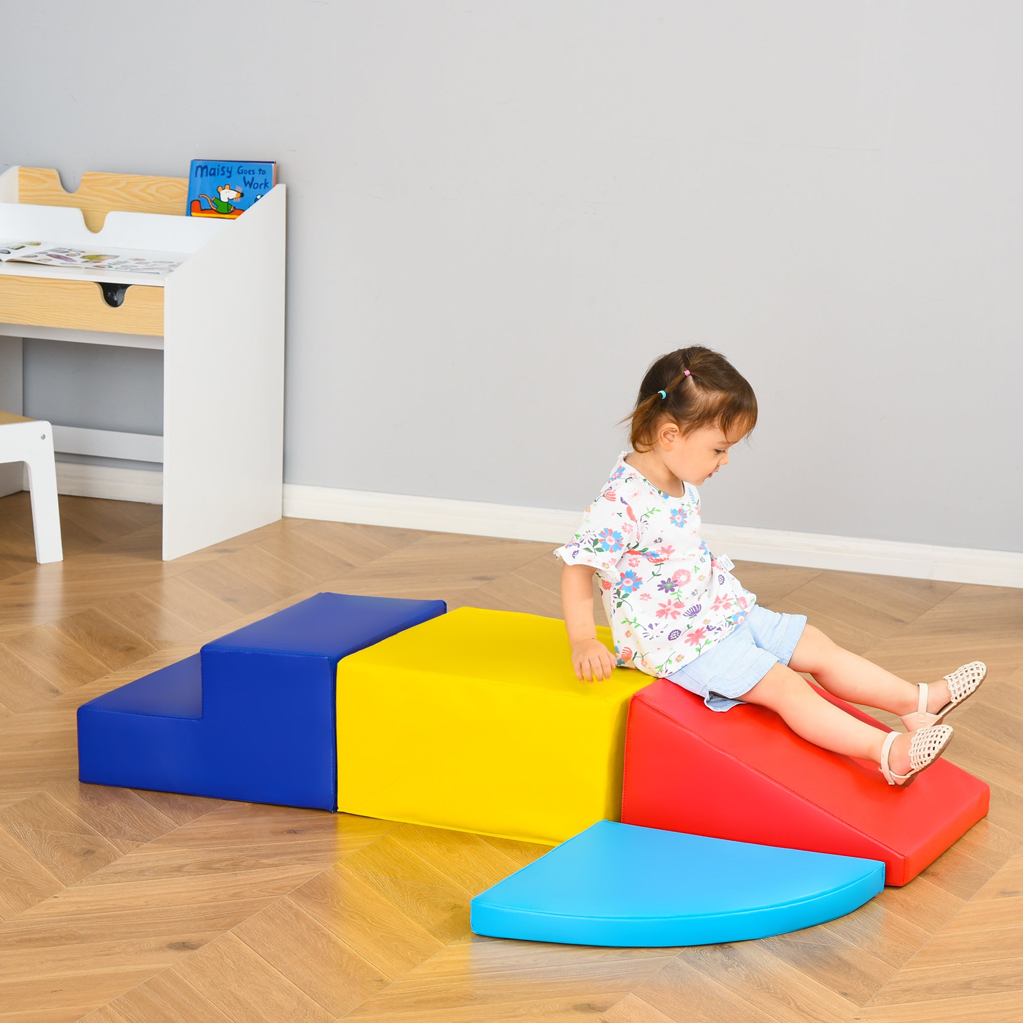 HOMCOM 4 TLG. Schaumstoff Bausteine Kinder Softbausteine klettern Bauklötze Weiche Riesenbausteine Bauspielzeug Grossbausteine Schaumstoffblöcke Spielbausteine für Baby & Kleinkinder Mehrfarbig