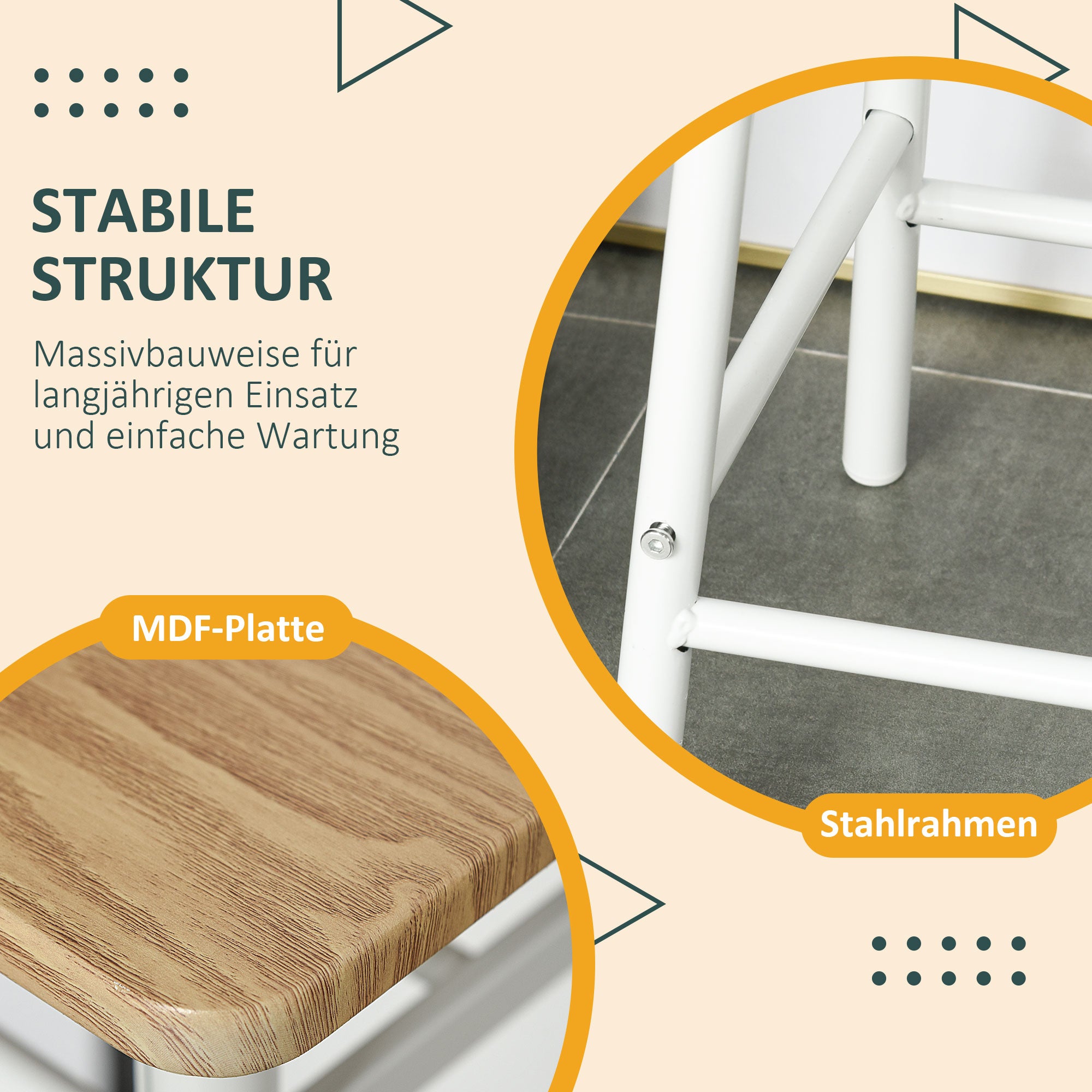 HOMCOM Bartisch Set Bartisch mit 2 Barhockern Essgruppe Küchentisch mit Lagerregal Esstisch für Esszimmer, Küche, Weiß