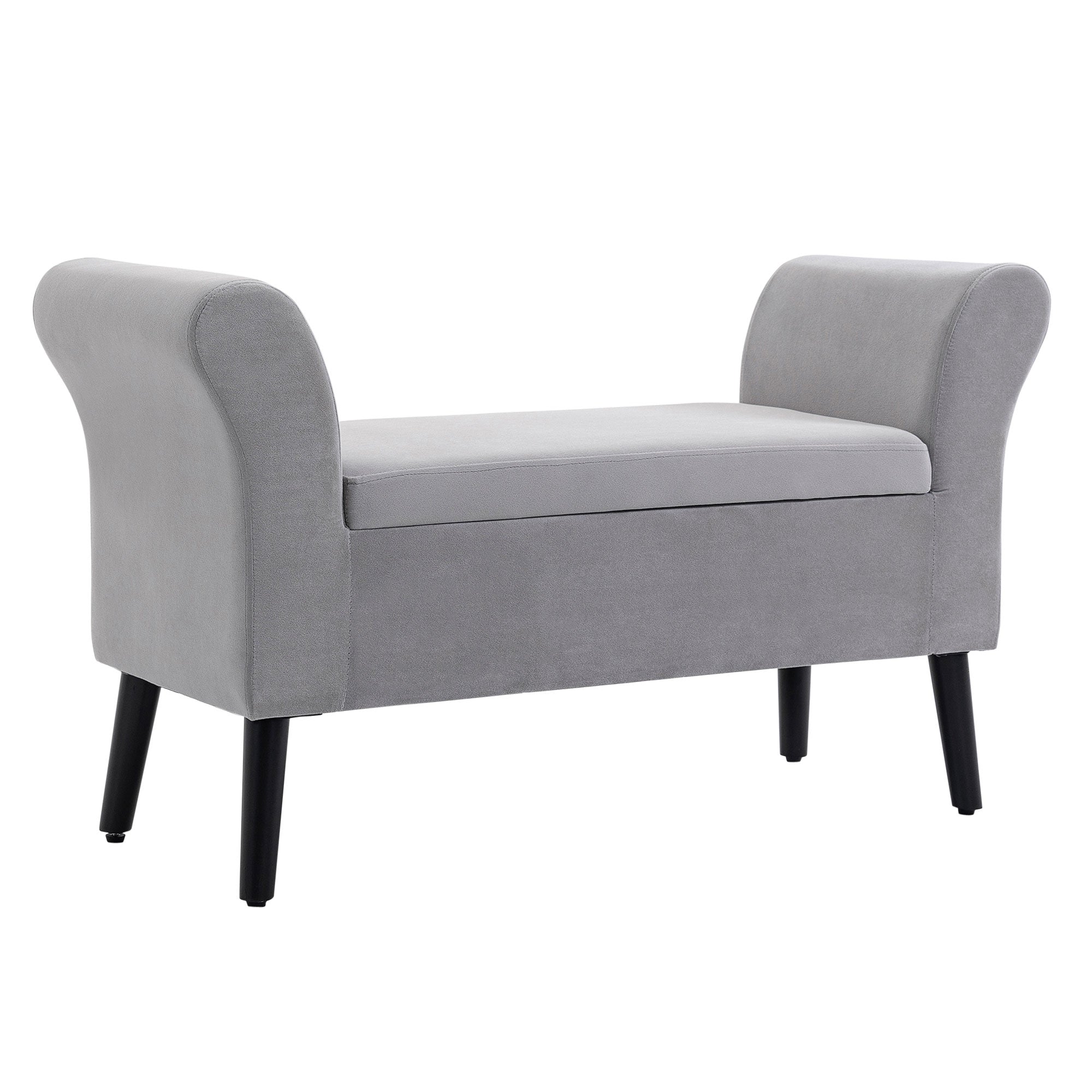 HOMCOM Polsterbank mit Stauraum, Truhenbank mit Armlehnen, 46 cm Sitzhöhe, samtartiges Polyester, 111,5 x 41 x 65 cm, Hellgrau