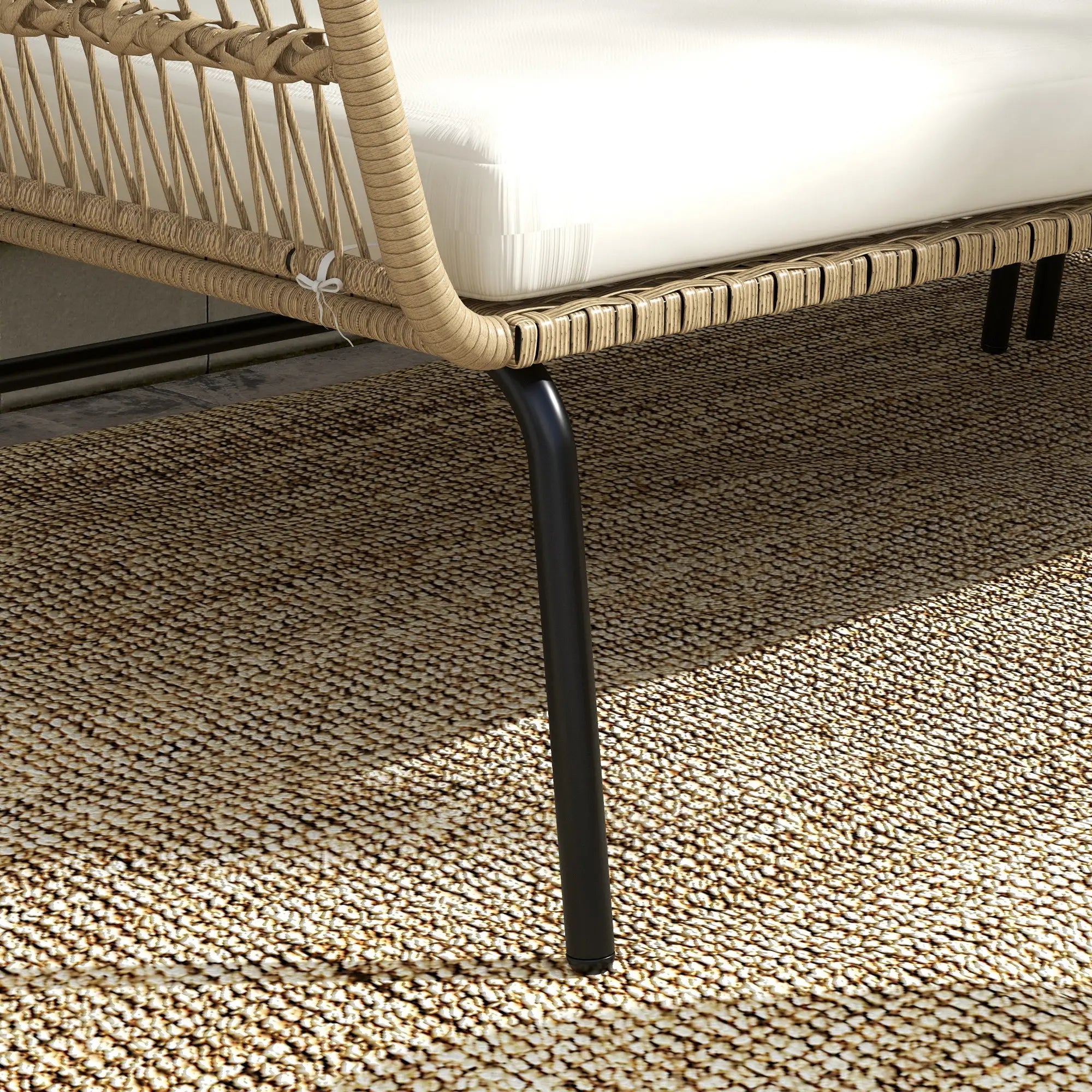 Outsunny Polyrattan Gartenmöbel-Set 3-tlg. Outdoor wetterfest cremeweiß