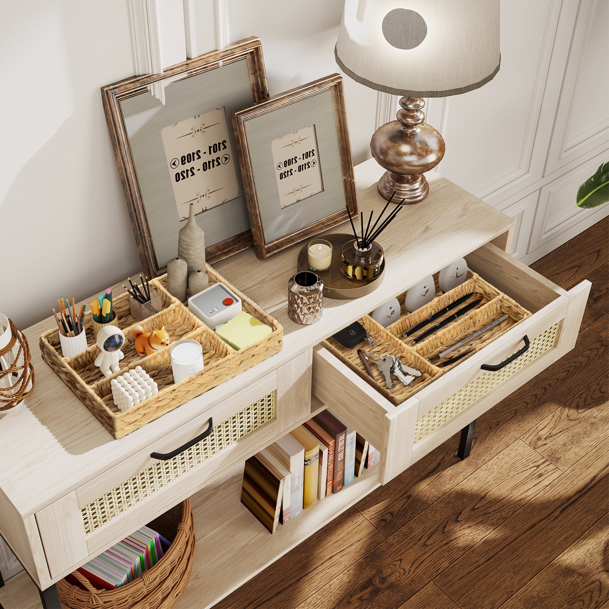 HOMCOM 2er-Set Aufbewahrungskorb mit Fächern zur Organisation von Gegenständen, für Wohnzimmer, Küche, Schlafzimmer