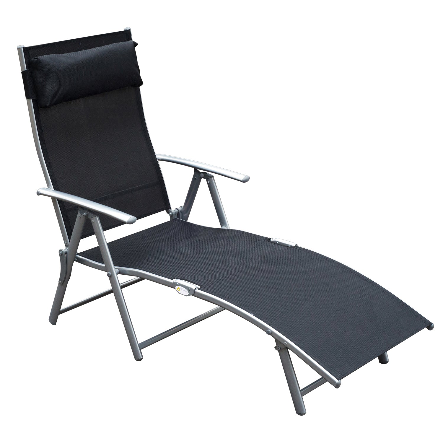 Outsunny Sonnenliege klappbar Strandliege mit Kissen Liegestuhl mit 7-Fach verstellbare Rückenlehne Gartenliege Relaxliege Gartenstuhl bis 165 kg belastbar, für Garten Urlaub Outdoor, Schwarz