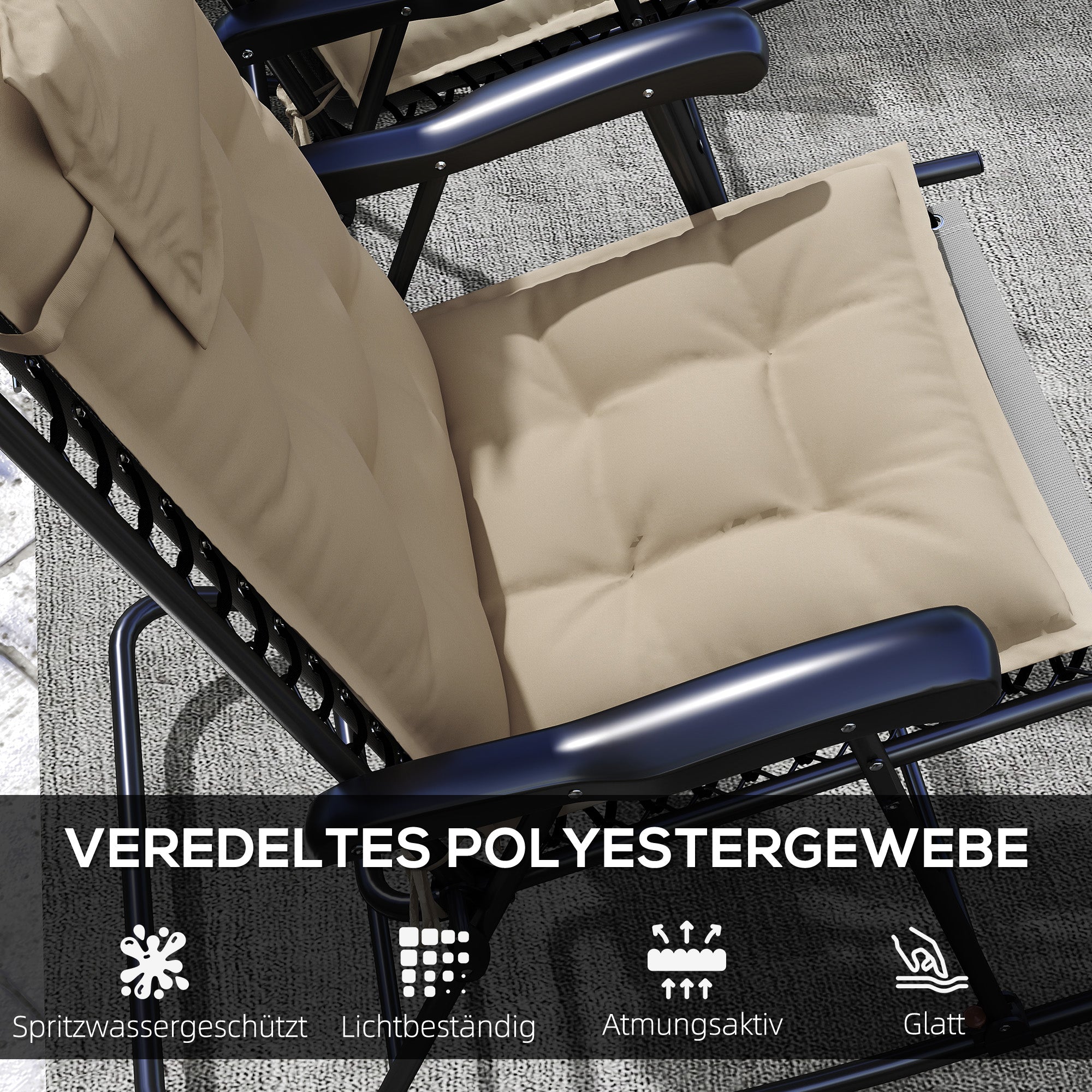 Outsunny 2er Set Auflage für Sonnenliege Wasserabweisend Liegenauflage für Gartenliege Polsterauflage 50x116x5 cm, Beige