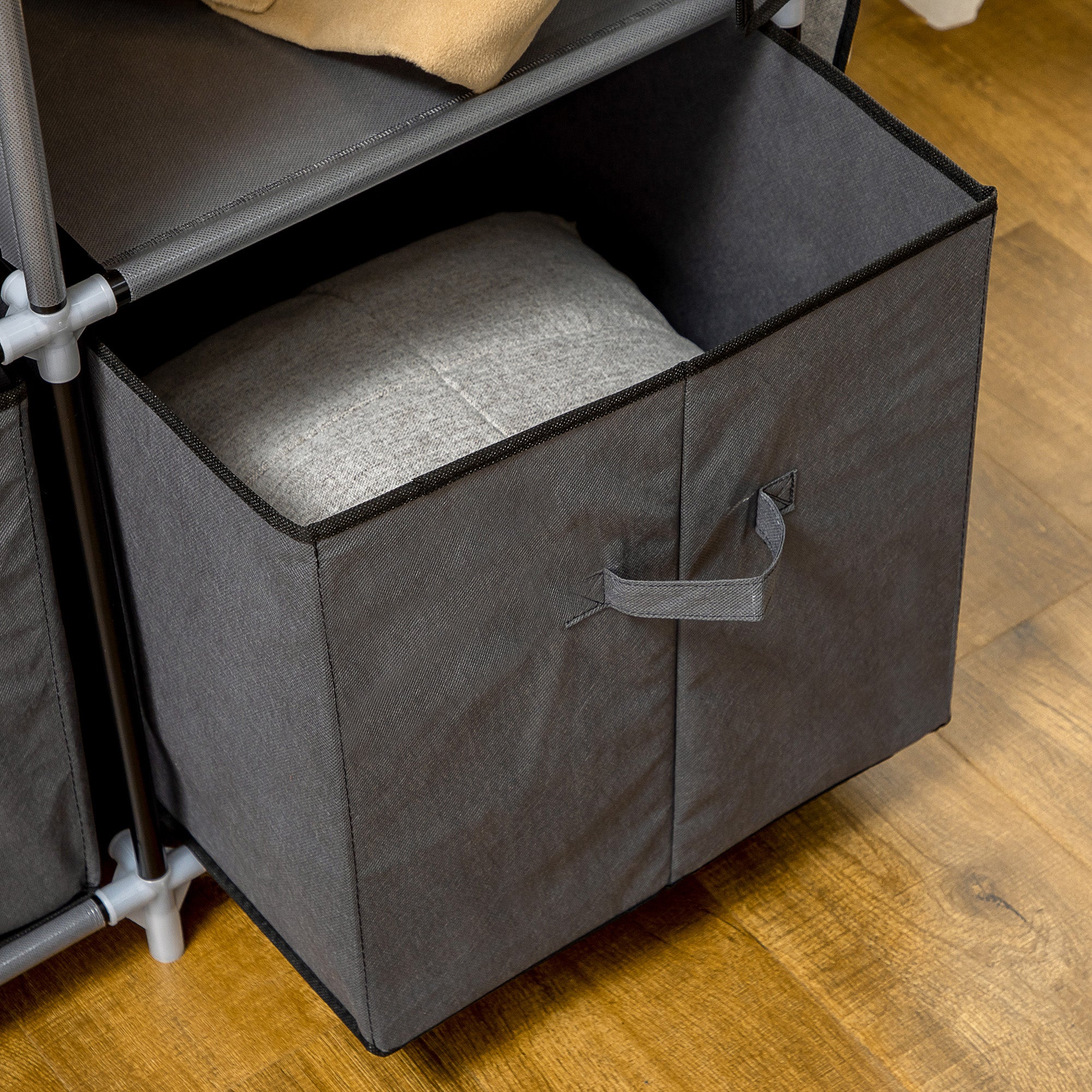 HOMCOM Stoffschrank aus Vlies, Faltschrank, inkl. 3 Schubladen, 125 cm x 43 cm x 162,5 cm, Grau