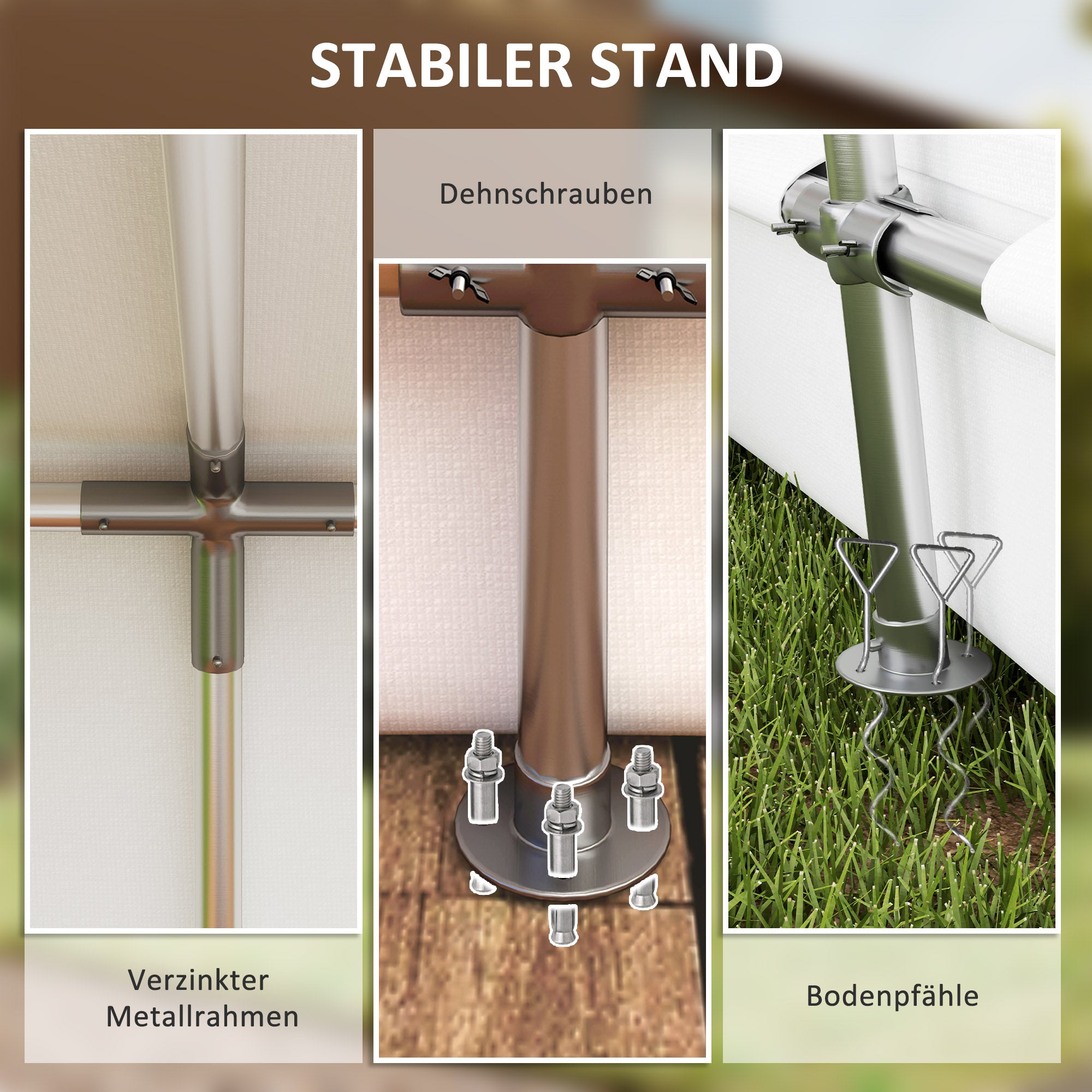 Outsunny Gerätehaus mit Satteldach wasserdicht Gerätezelt mit Türen, Fenster 300x447x255 cm, Hellgrau