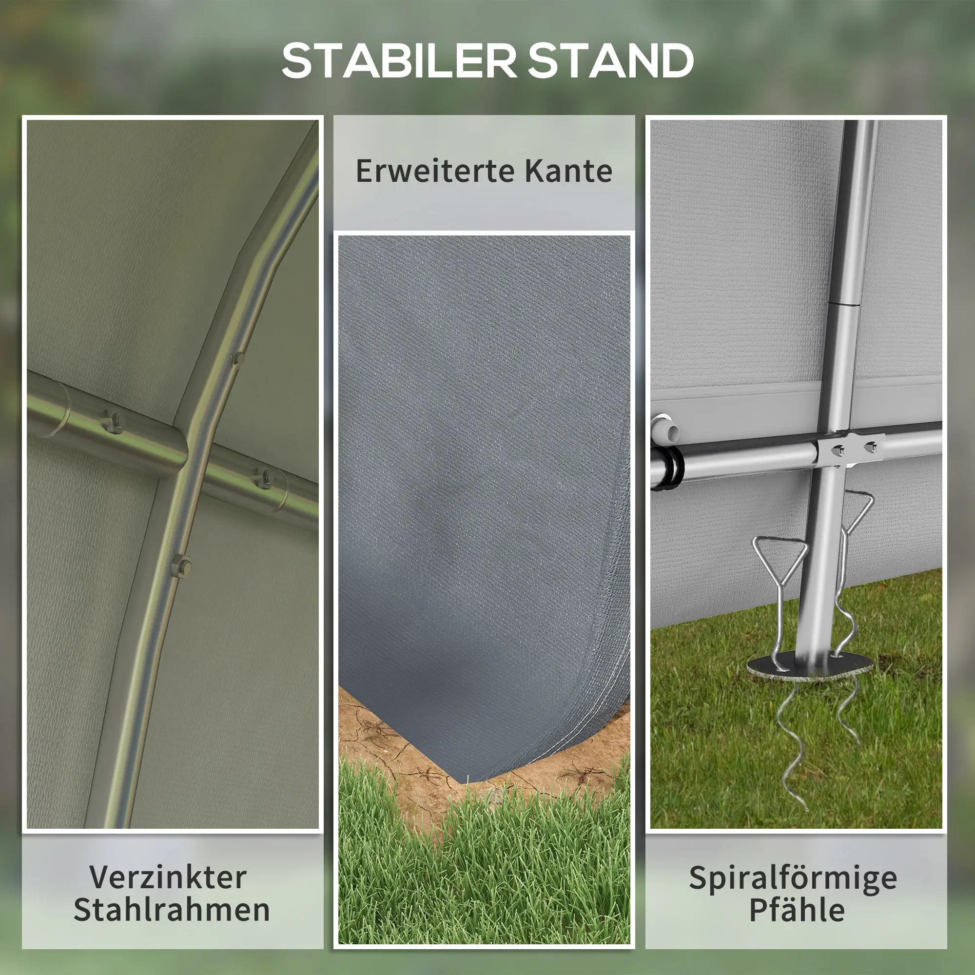 Outsunny Lagerzelt für den Garten, stabiler Stahlrahmen, große Türen, 3x3m, Grau