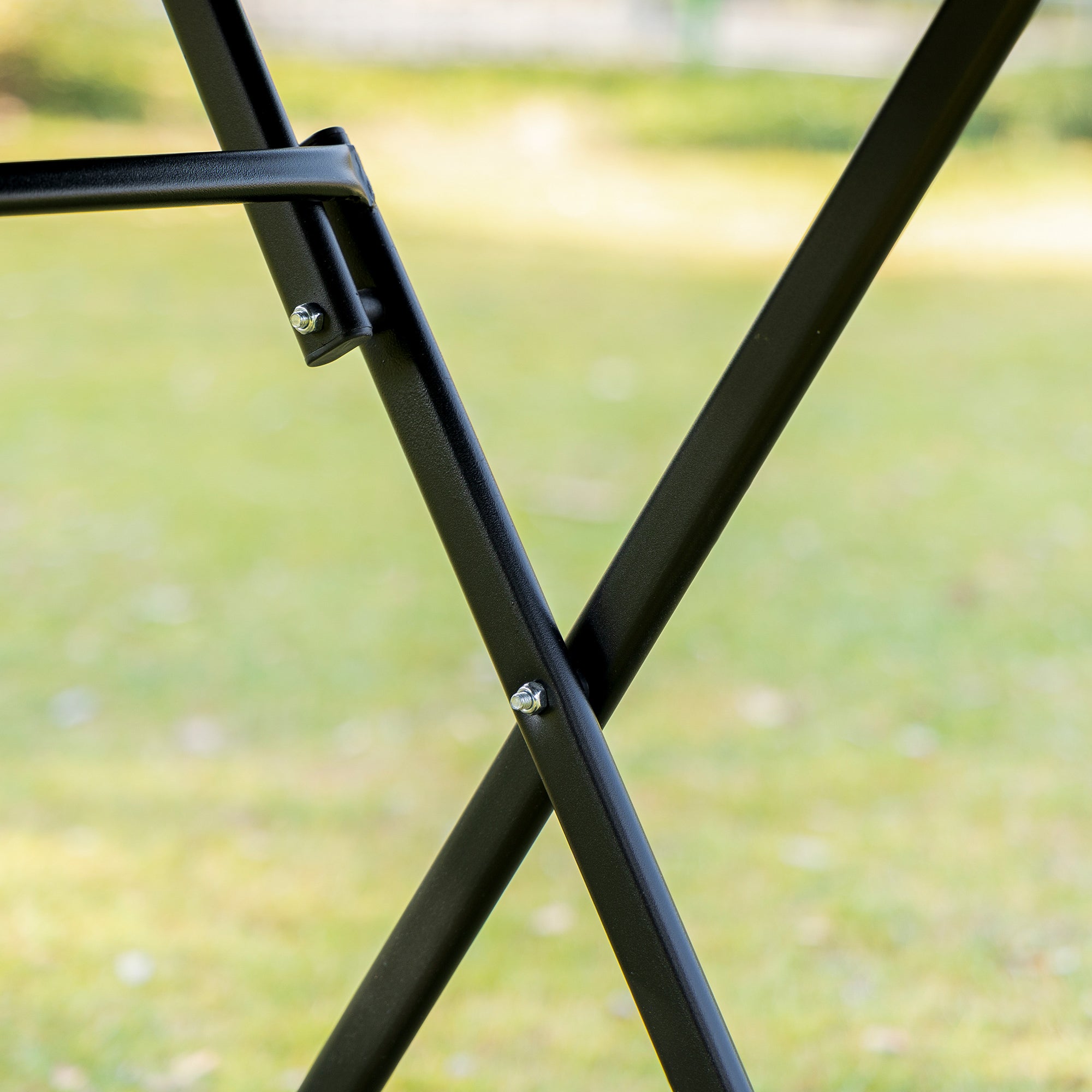 Outsunny Sitzgruppe für 2 Personen klappbar Balkonset 1 Tisch+2 Stühle Gartenmöbel Set Metall Mesh Schwarz+Grau