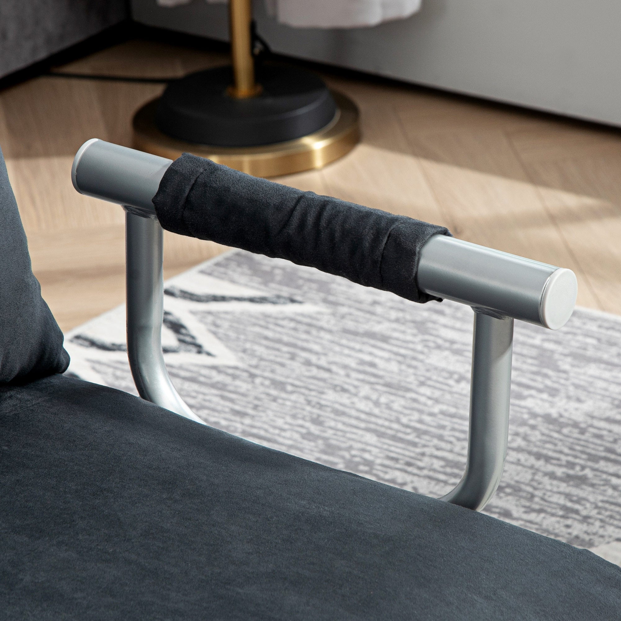 HOMCOM Schlafsofa, 5-fach verstellbar, Wildlederimitat, Stahlrahmen, inkl. Kissen, Schwarz