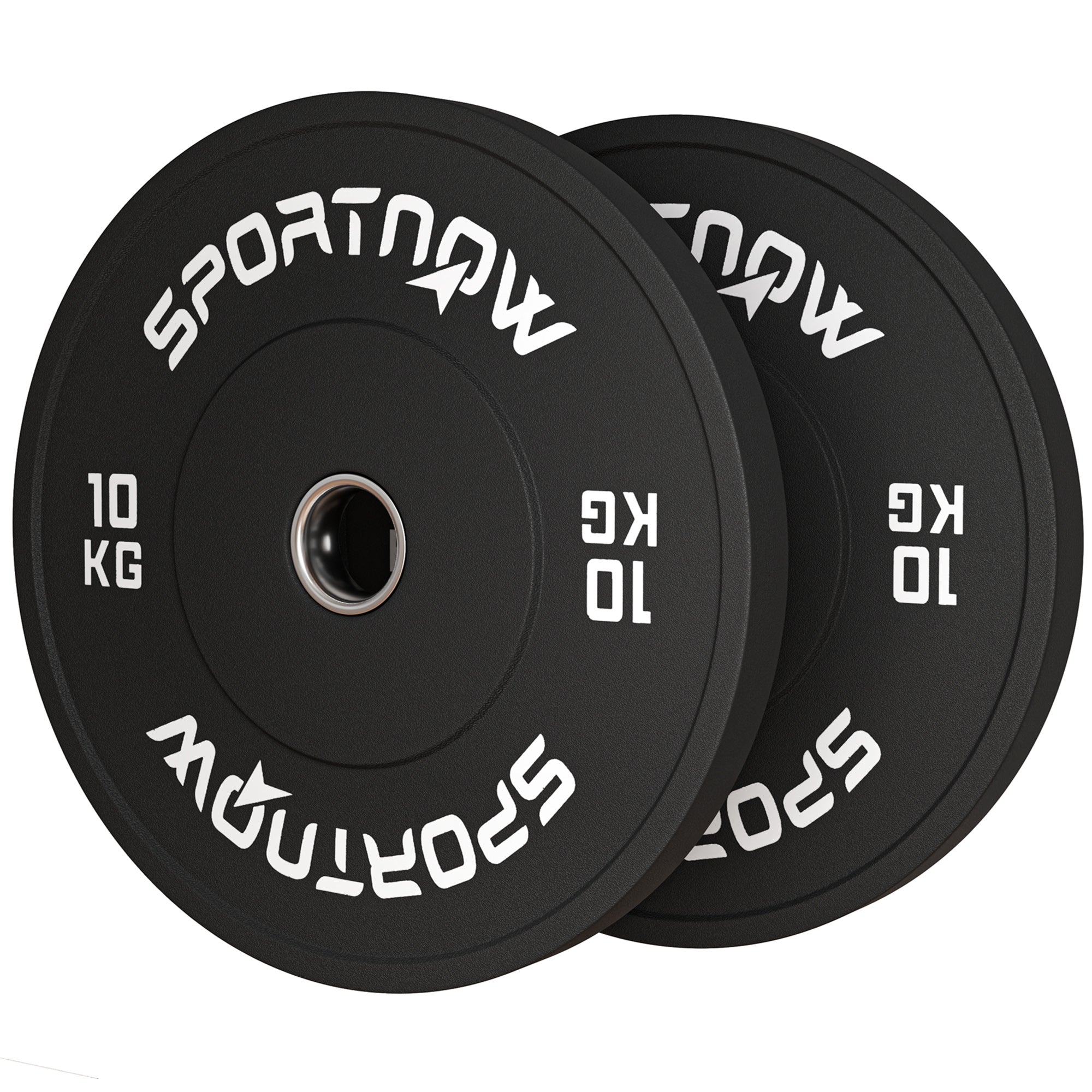 SPORTNOW Hantelscheiben-Set, 2 x 10 kg, olympischer Standard, Gummi, geräuscharm, Schwarz