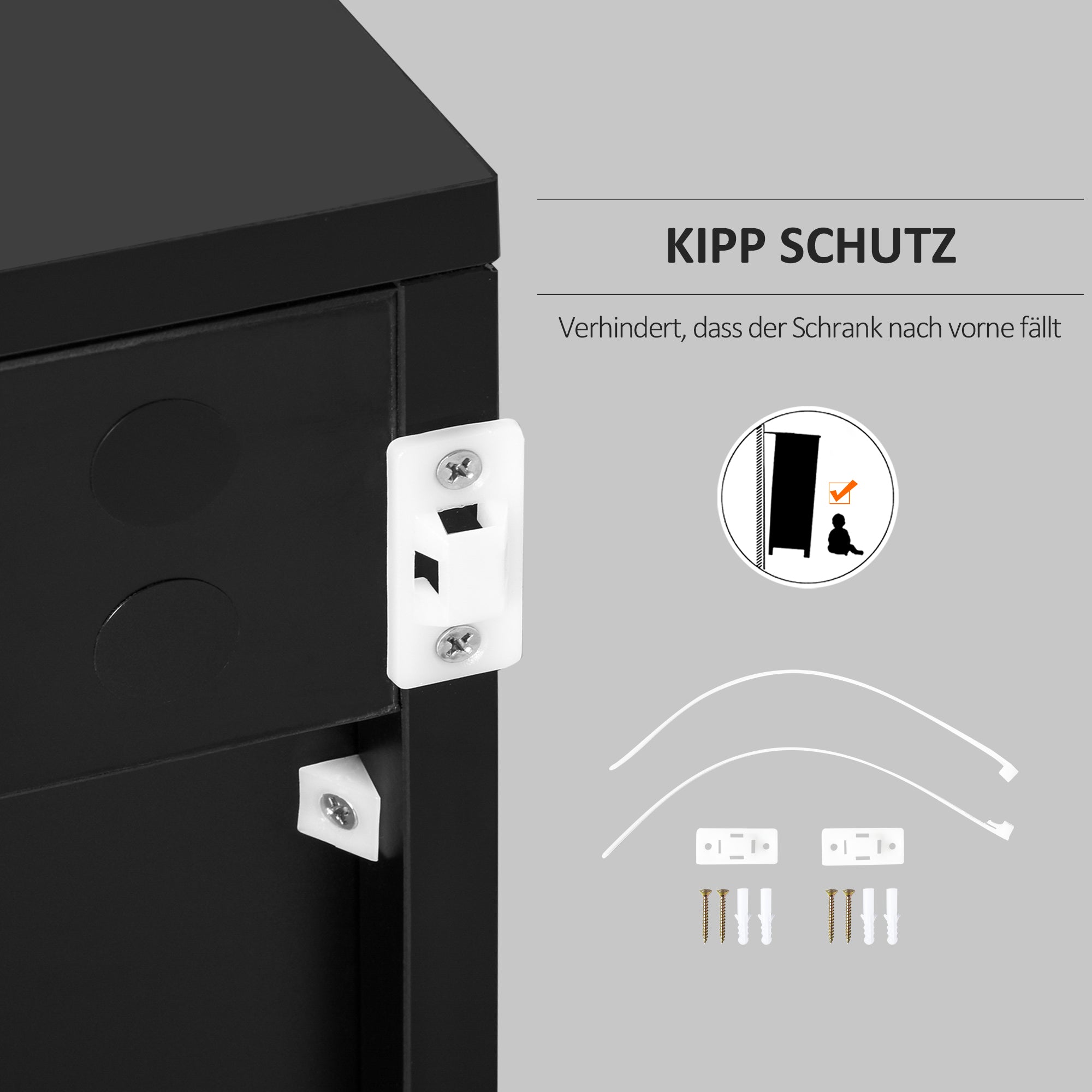 HOMCOM Aufbewahrungsschrank mit 2 Schubladen, 2 Türen, mit Kippschutz, für Wohnzimmer, Schlafzimmer, 79 x 36 x 74 cm, Schwarz