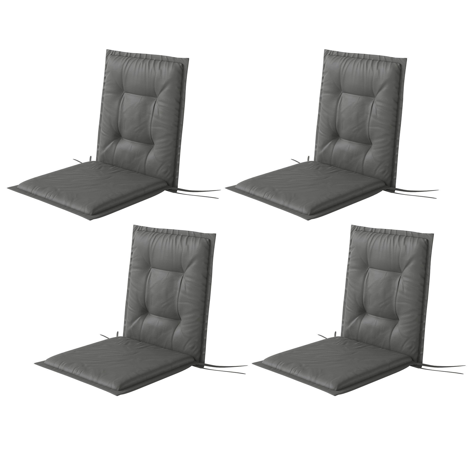 Outsunny 4er Set Sitzkissen 108 x 50 x 5 cm Stuhlkissen mit Bändern, Outdoor Indoor Sitzauflage Hellgrau
