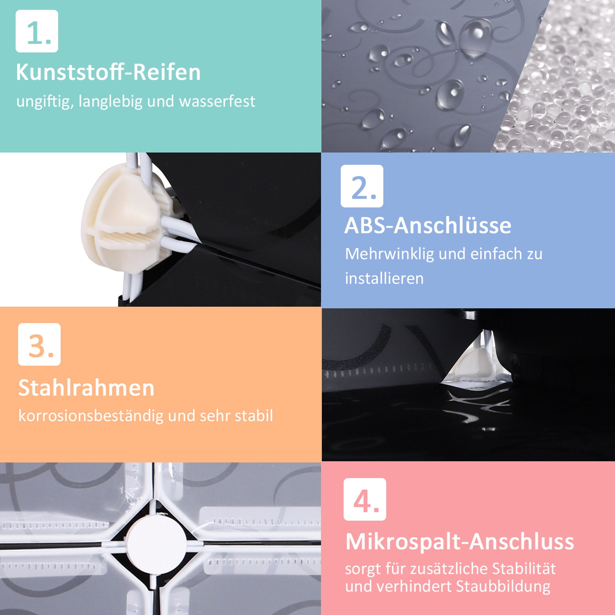 HOMCOM Schuhboxen 16er Set Schuhkarton stapelbar Schuhorganizer Schuhaufbewahrung Aufbewahrungsboxen Regalsystem mit Tür, Schwarz + Weiß