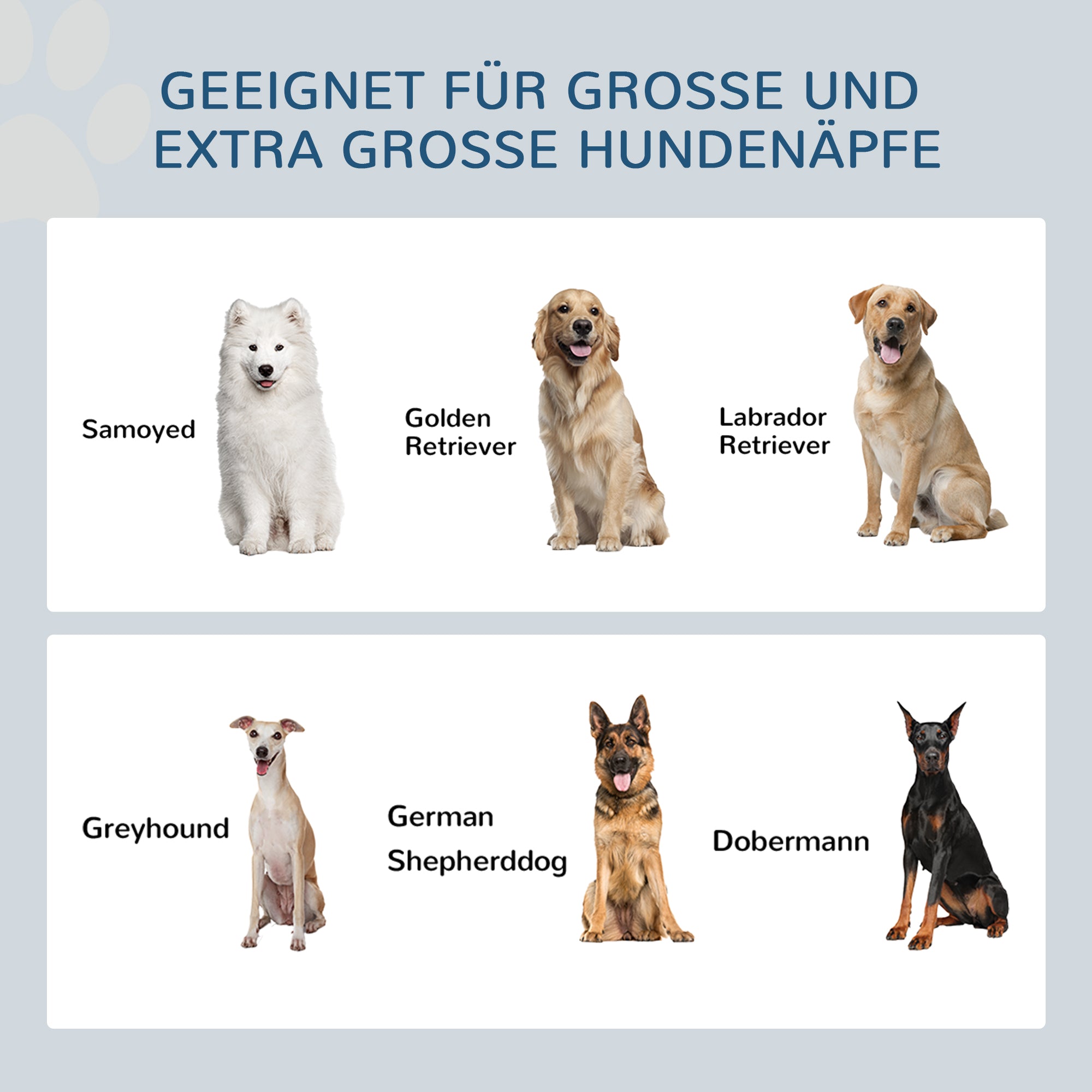 PawHut 2-in-1 Erhöhter Hundenapf Höhenverstellbar Futternapf mit Ständer 2 x 2L Edelstahlnäpfen Weiß