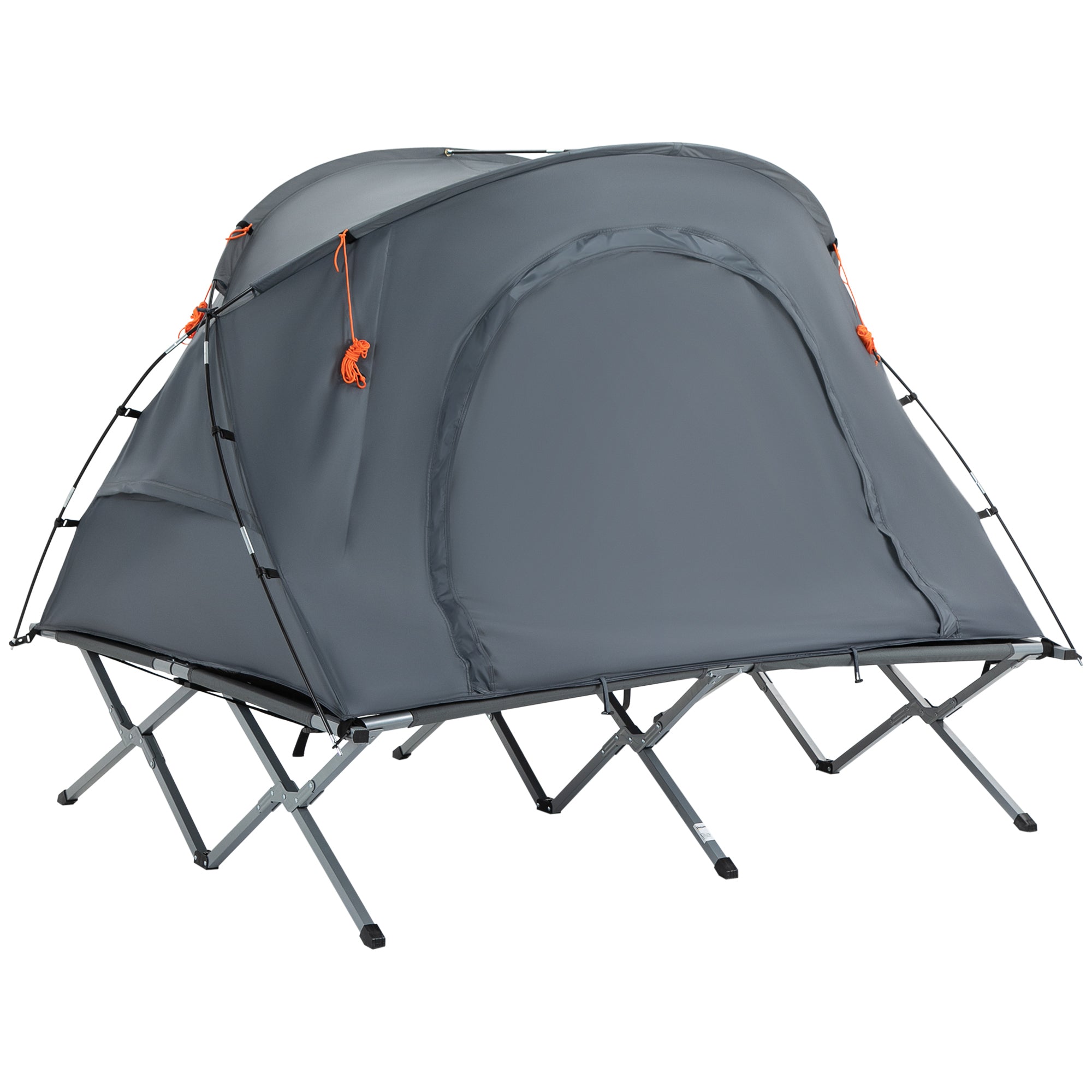 Outsunny Campingbett mit Zelt & Luftmatratze für 2 Personen, 200×146×159?cm, Grau