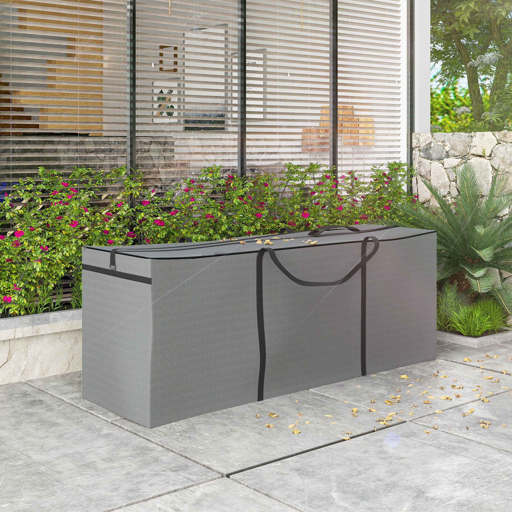 Outsunny Aufbewahrungstasche Gartenpolster, Auflagentasche, Schutzhülle mit Tragegriff Reißverschluss 200x60x75 cm, Hellgrau